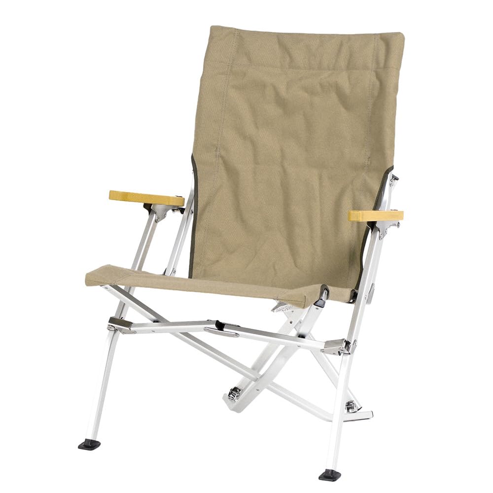 Snow Peak Low Beach Chair - Foldable & Lightweight Outdoor Camping Chair for Beach, Patio, Backyard & Picnic | Portable Khaki Lounge Chair for Relaxing in Sun
