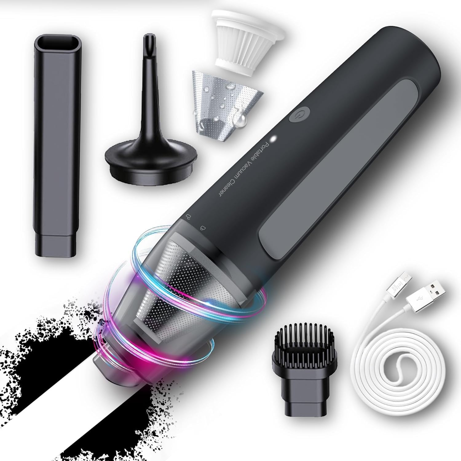 Cordless Handheld Vacuum Cleaner - Powerful Suction for Car, Home & Office | Mini Portable Vacuum for Cars, Desks, Tables & Small Spaces | Lightweight Dust Collector (Black) - Perfect for Quick Cleanups & Tight Spaces