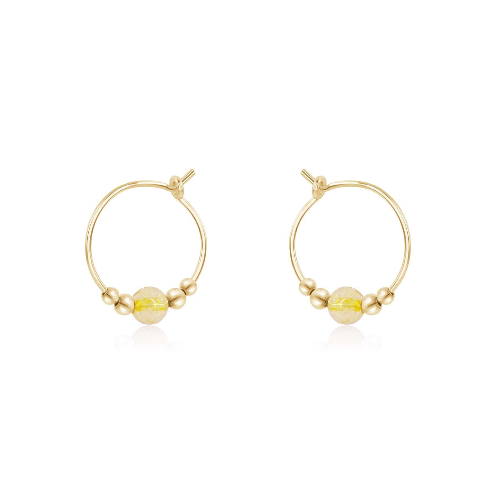Tiny Yellow Citrine Bead Hoop Earrings - Dainty Gemstone Jewelry for Women | Perfect for Everyday Wear, Parties & Gifts