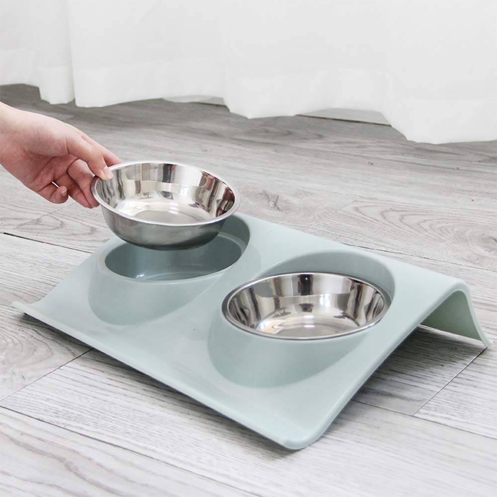 Stainless Steel Double Pet Feeder Bowl for Dogs & Cats - Food & Water Dish for Small, Medium, Large Pets - Perfect for Home, Travel & Outdoor Use