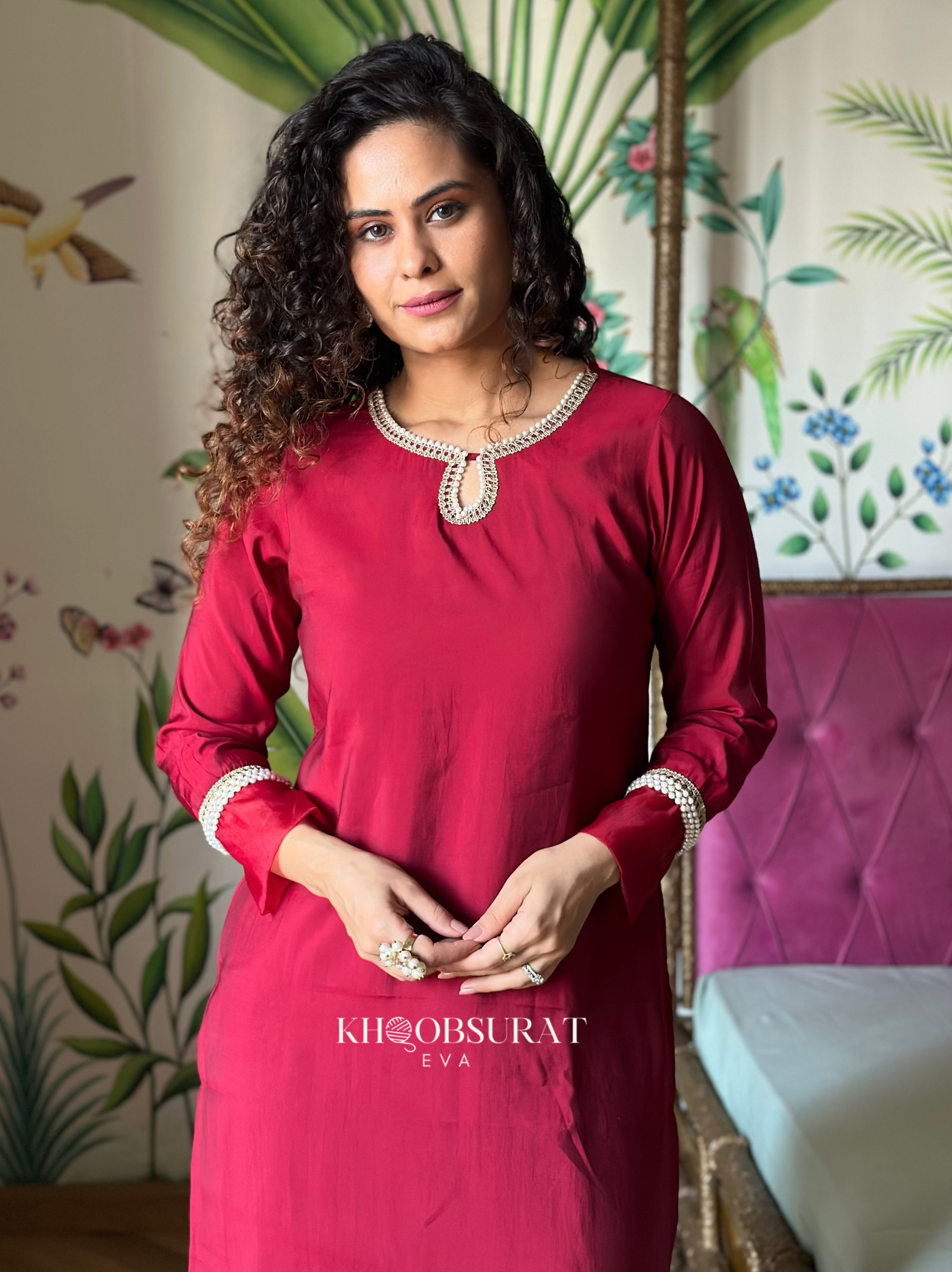 Elegant Indian Wedding Red Kurta Set for Women - Traditional Embroidered Anarkali Dress with Dupatta - Perfect for Bridal, Festivals & Special Occasions