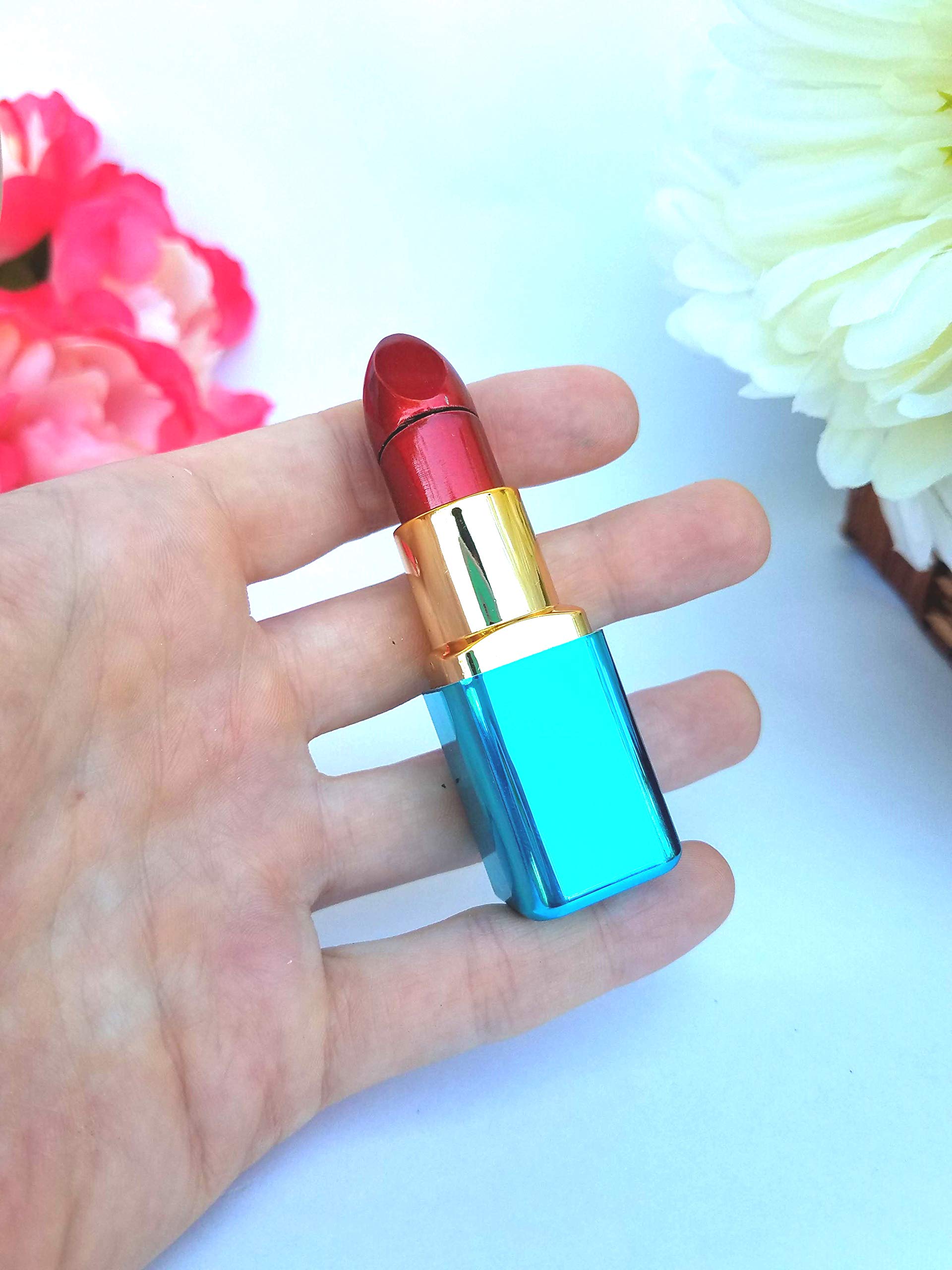 Collectible Lipstick Lighter - Refillable Butane Lighter for Women (Blue) | Perfect Gift & Fashion Accessory