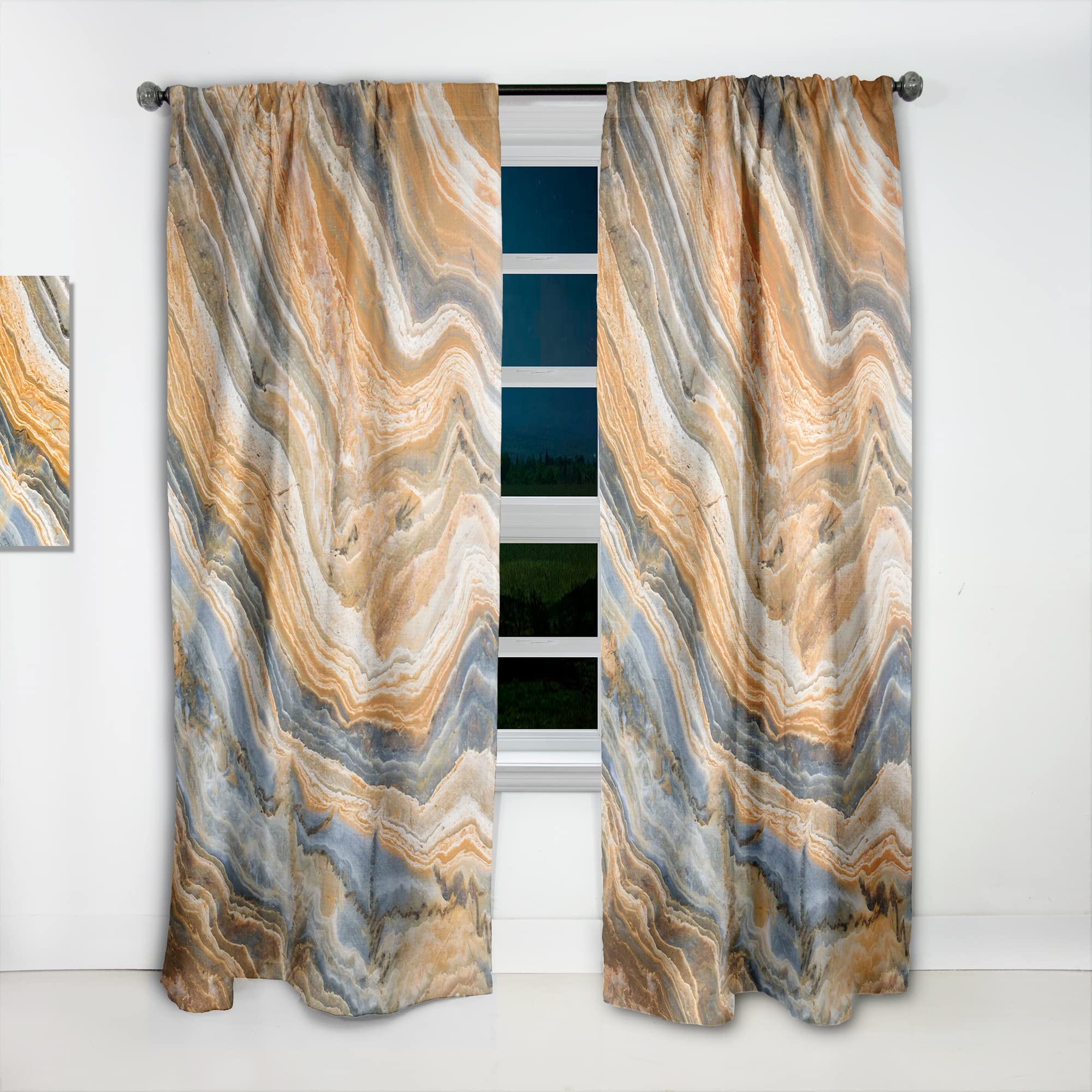 DesignQ Thermal Insulated Single Panel Curtains - 52x84 Inches, Marbled Rock Pattern for Bedroom & Living Room - Blackout Drapes for Home Decor, Privacy & Temperature Control