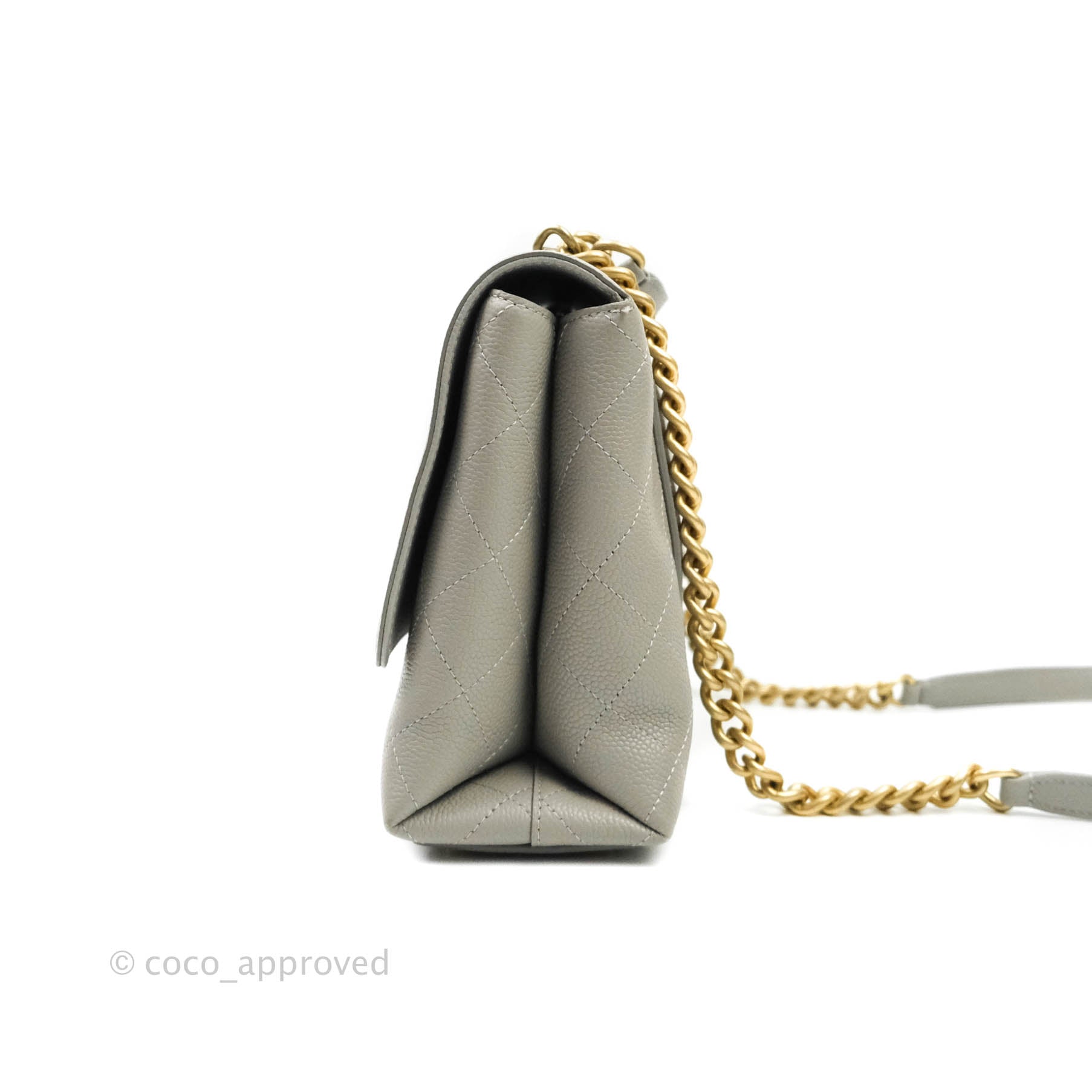 Chanel Chic Affinity Medium Grained Calfskin Grey Handbag with Aged Gold Hardware - Perfect for Work, Travel & Luxury Fashion Accessories