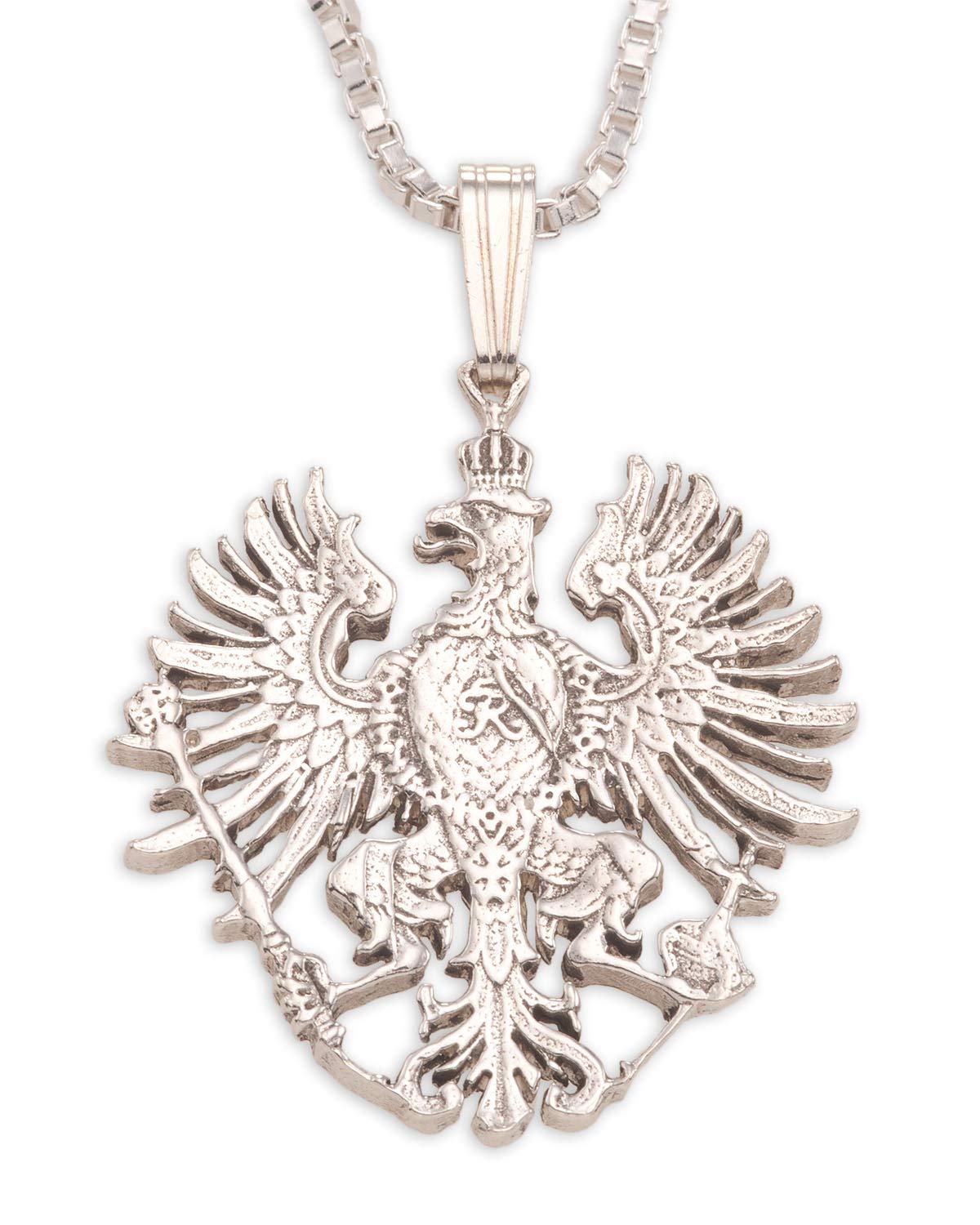 German Eagle Pendant Necklace - Vintage Coin Jewelry for Men - Unique Eagle Charm Gift - Sterling Silver Military Style Necklace for Outdoor Enthusiasts and History Lovers