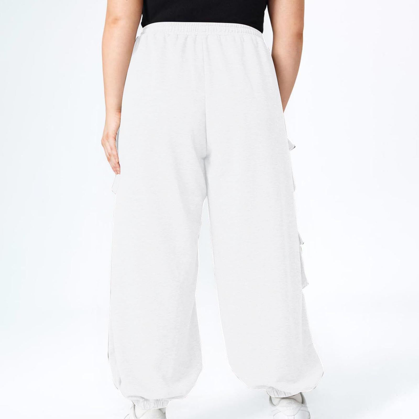 Women's High Waisted Cargo Joggers - Baggy Sweatpants with Pockets, Cinch Bottom for Casual & Athletic Wear | Lounge, Workout, Running, Travel Pants