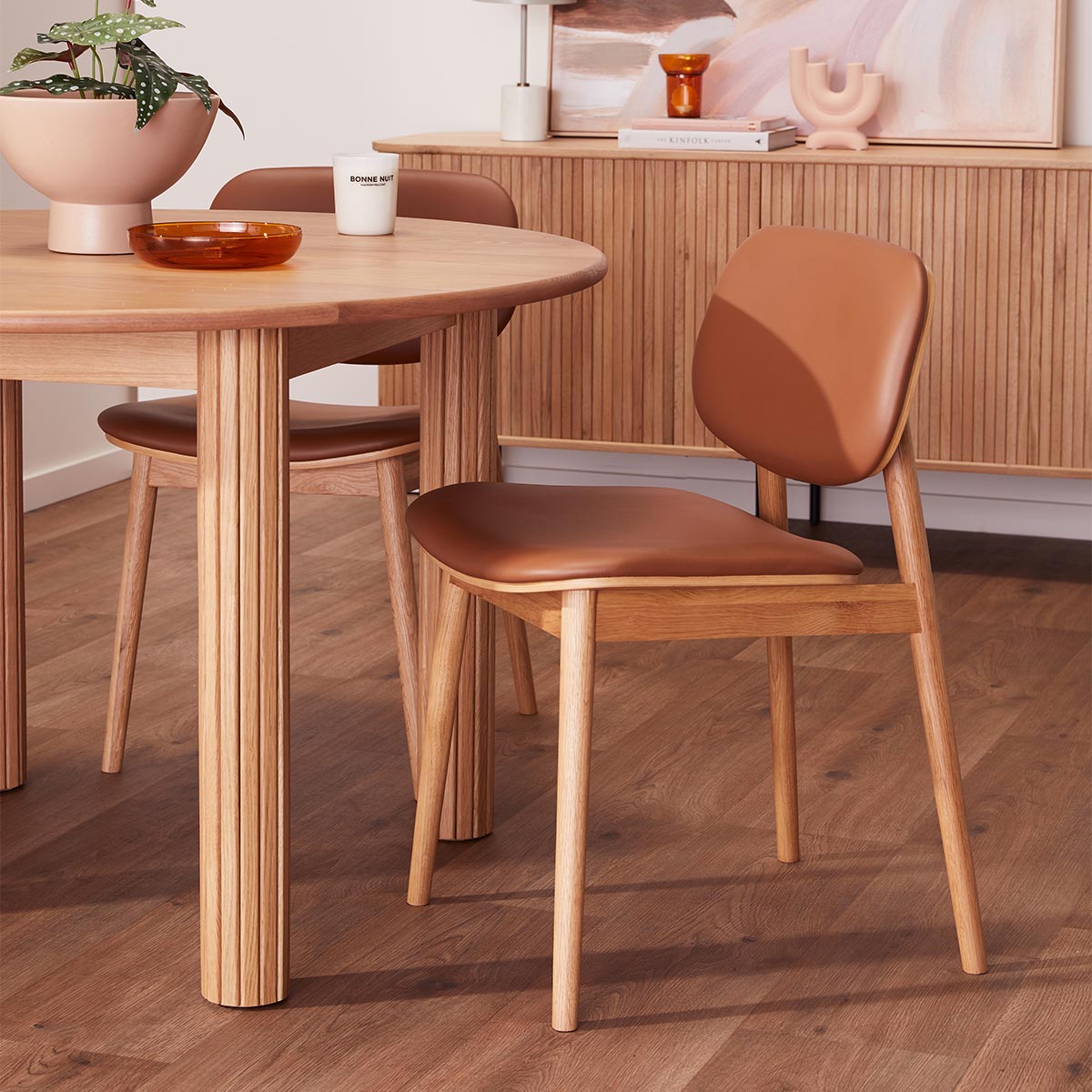 Premium Oak Leather Dining Chair - Lando Modern Upholstered Seat for Kitchen, Dining Room & Office - Comfortable & Stylish Home Furniture