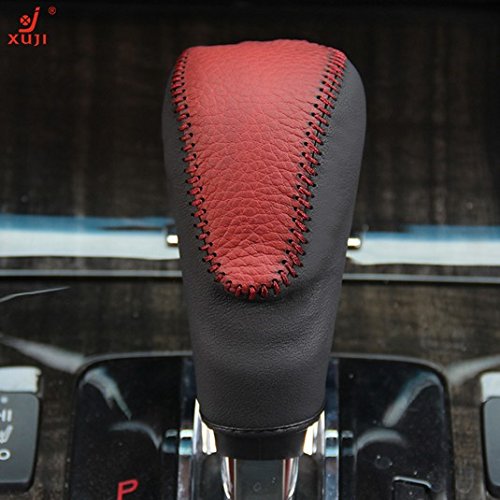 Genuine Black Leather Hand-Stitched Gear Shift Knob Cover for Honda Accord 9th Gen (2013-2017) - Premium OEM Automatic Transmission Accessories - Perfect for Car Interior Upgrade & Driving Comfort