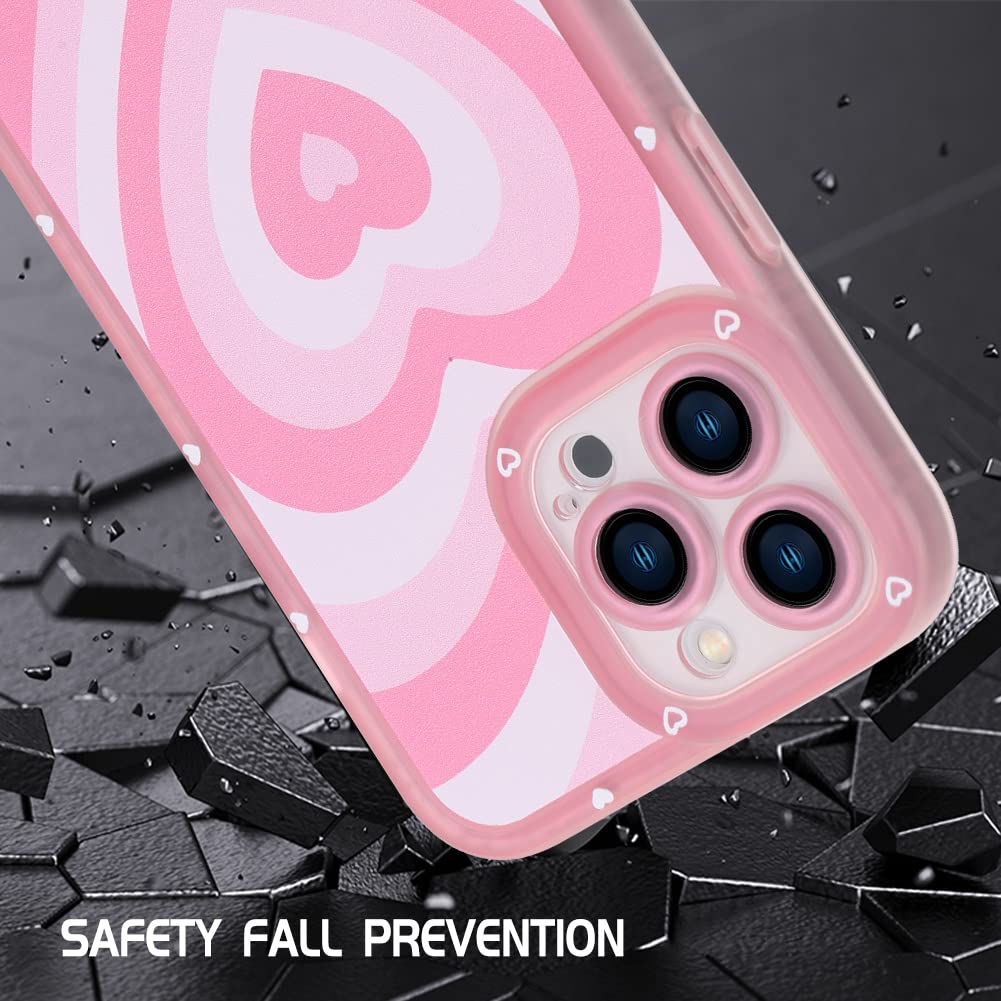 AIGOMARA iPhone 12 Pro Max Case - Pink Heart Print Cute Soft TPU Shockproof Cover for Women & Girls | Full Camera Protection | Perfect for Everyday Use, Work & Travel