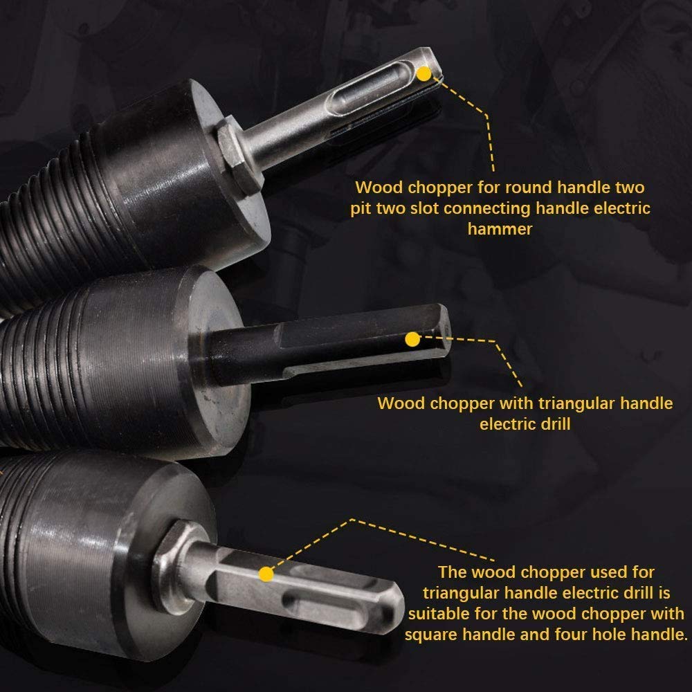 YateSafari 3-Piece Firewood Log Splitter Drill Bit Set - Heavy Duty Hex/Square/Round (32mm/1.26inch) for Electric Drills - Perfect for Camping, Fireplace & Outdoor Wood Splitting