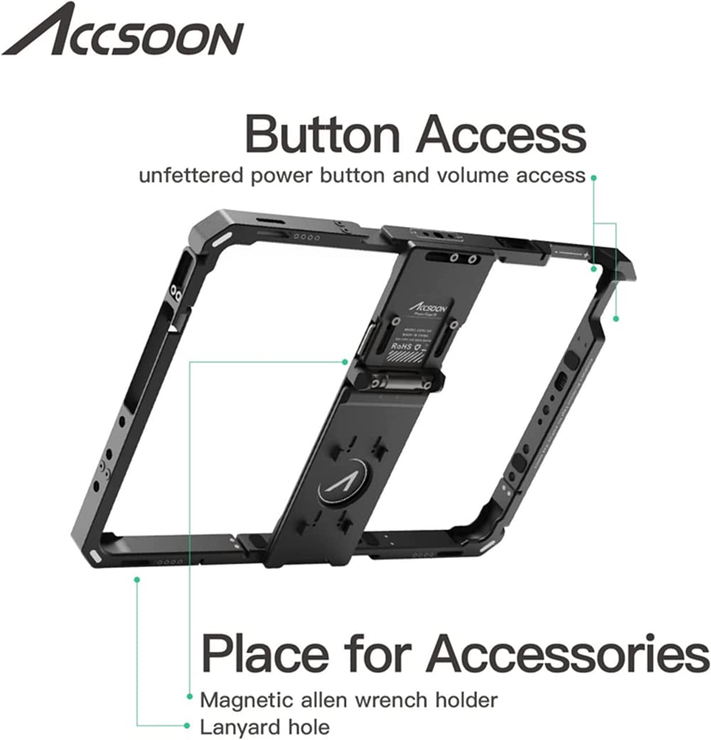 Accsoon CEPC-03 iPad Powercage II Mount - Universal iPad Holder for iPad 5th-10th Gen, Air 3rd-5th Gen & Pro 9.7/10.5/11 inch (1st-4th Gen) - Perfect for Video Shooting, Live Streaming & Photography