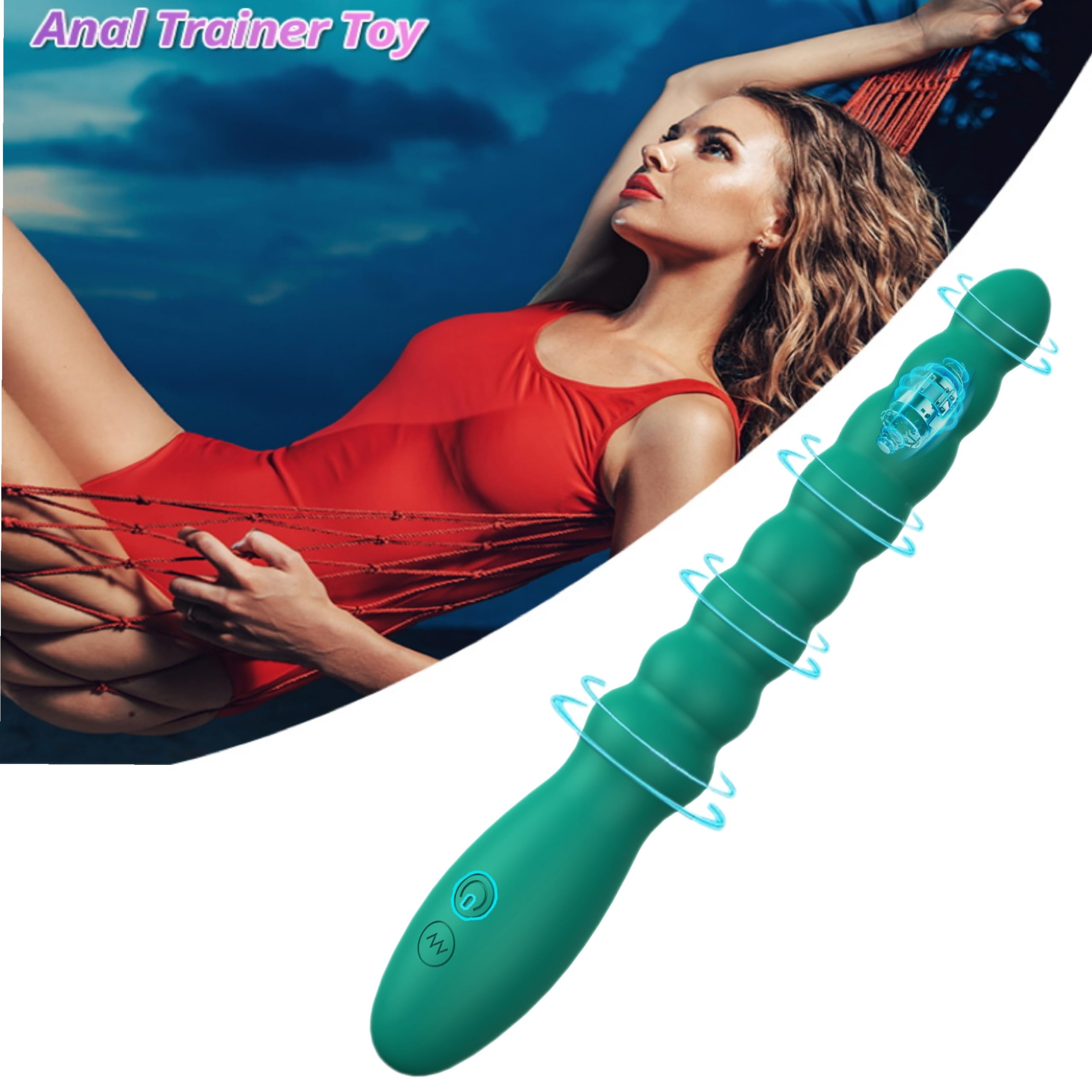 Rechargeable Vibrating Anal Beads Butt Plug - 10 Speed Prostate Massager & G-Spot Stimulator for Men & Women - Adult Sex Toy for Couples Pleasure & Solo Play - Perfect for Bedroom Fun & Spicing Up Relationships (Green)