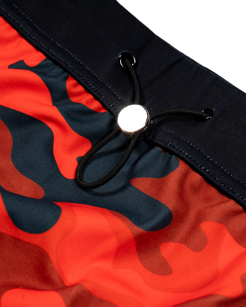 Red Camo Swim Briefs for Men - Quick Dry Swim Trunks with Comfortable Fit - Perfect for Beach, Pool, and Summer Vacations