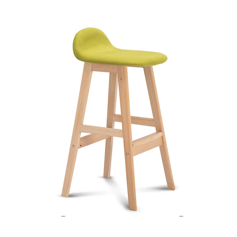 Modern Nordic Bar Stools with Backrest - Solid Wood High Stool, 60cm Green Bar Chair for Kitchen Island, Breakfast Nook & Home Bar - WEIYV Simple Reception Stool