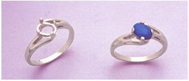 Solid Sterling Silver or 14kt Gold 7X5mm 10X8mm Oval Cabochon Blank Offset Ring Setting - Size 7 (163568/143568) - Perfect for Jewelry Making, Engagement Rings & Handcrafted Gifts