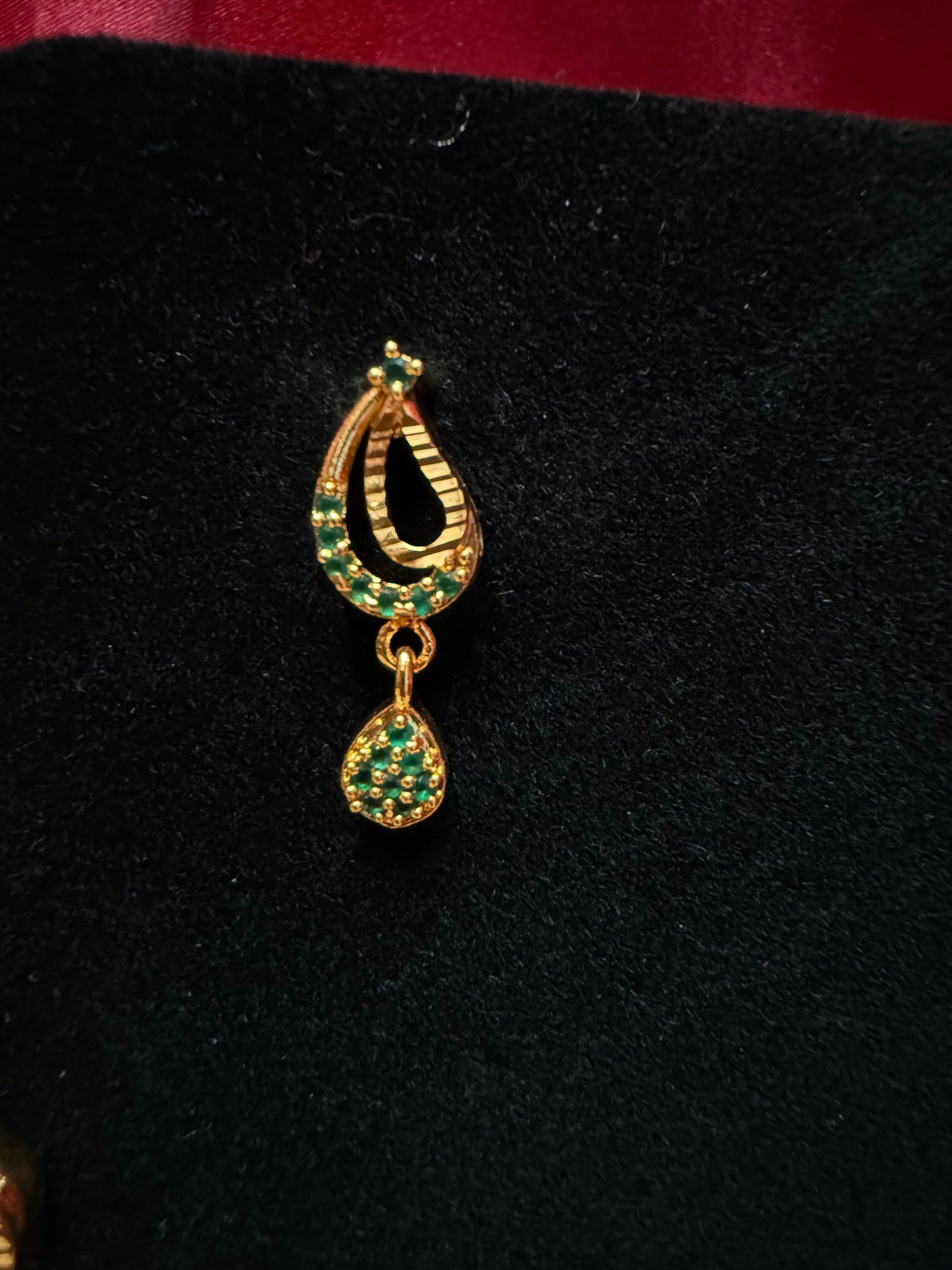 Elegant Gold Plated Green Stone Necklace and Earrings Set for Women | Fashion Jewelry Gift for Party, Wedding & Evening Occasions