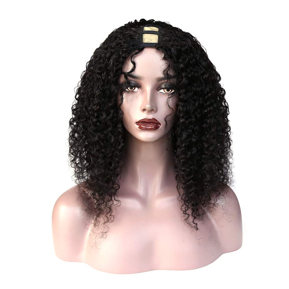 Zigzag Afro Curly U Part Human Hair Wigs for Black Women - 3B/3C Brazilian Virgin Hair, 130% Density, Machine Made Kinky Curly Wig (18 Inch) | Perfect for Daily Wear, Parties & Protective Styling