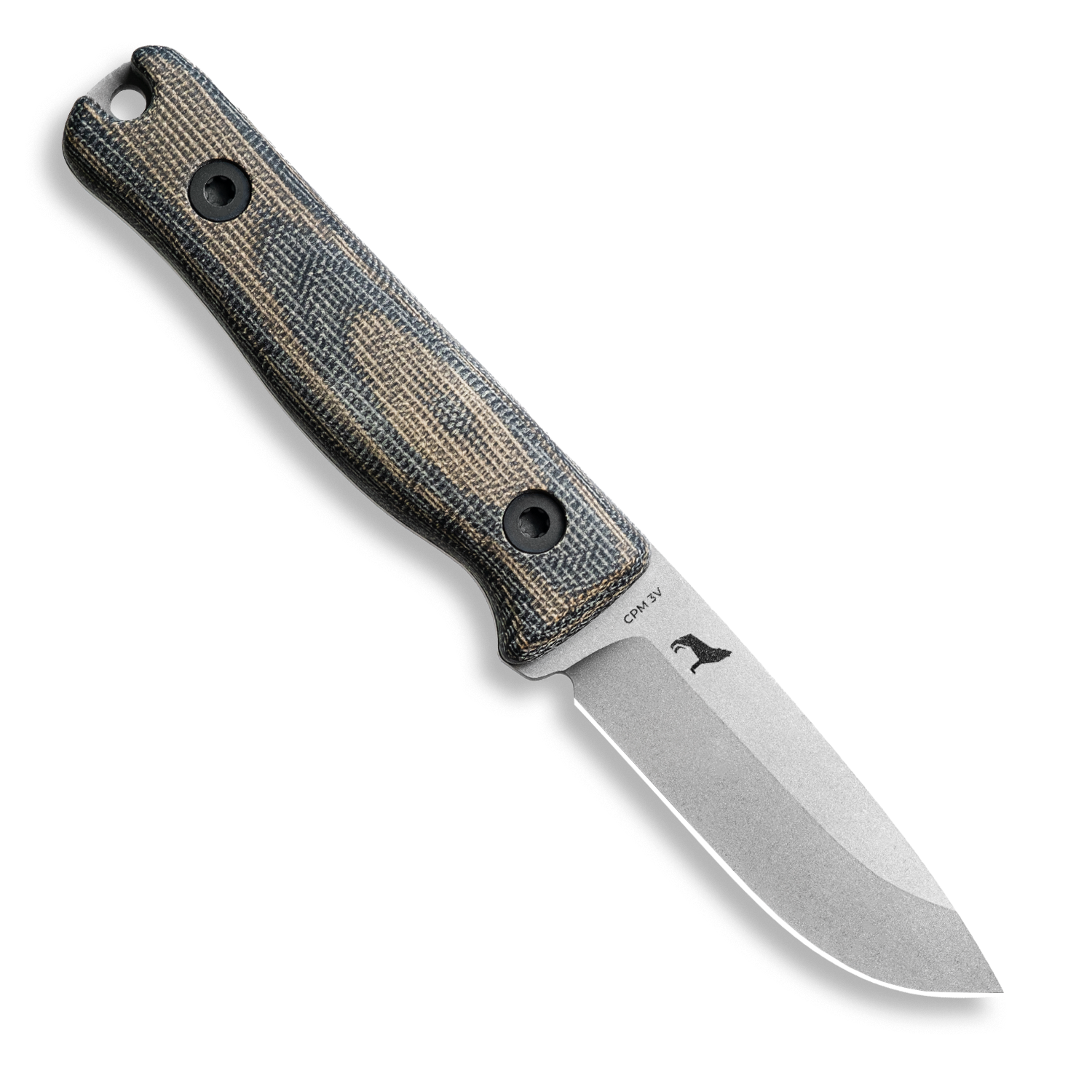 F3 EDC Fixed Blade Knife - CPM 3V Steel with Matte Stonewash Finish - Green & Black Layered Canvas Micarta Handle - Outdoor Camping, Hunting, Survival and Everyday Carry Knife