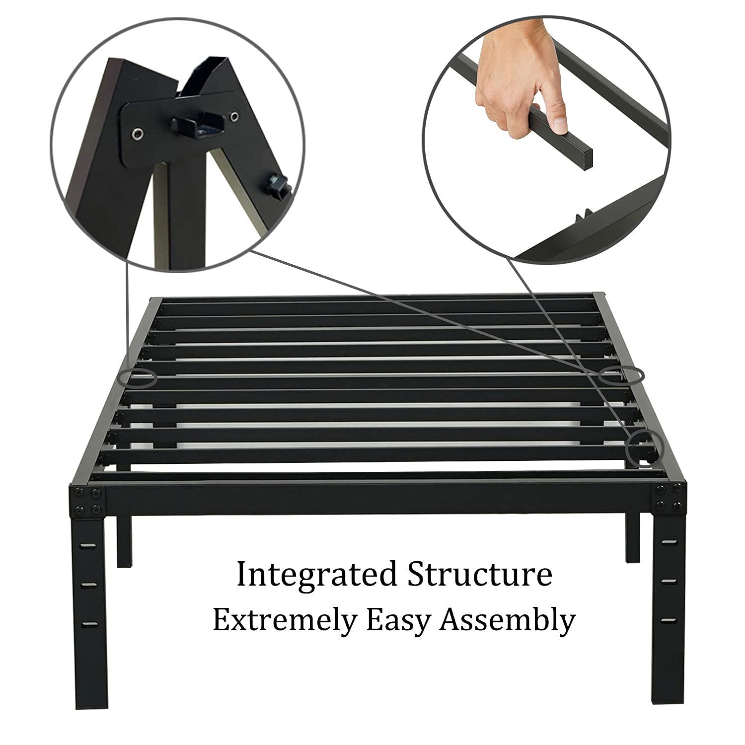 Twin XL Bed Frame - 14 Inch High Metal Platform Bed with Steel Slats, No Box Spring Required, Sturdy & Quiet - Perfect for Dorms, Guest Rooms & Small Spaces