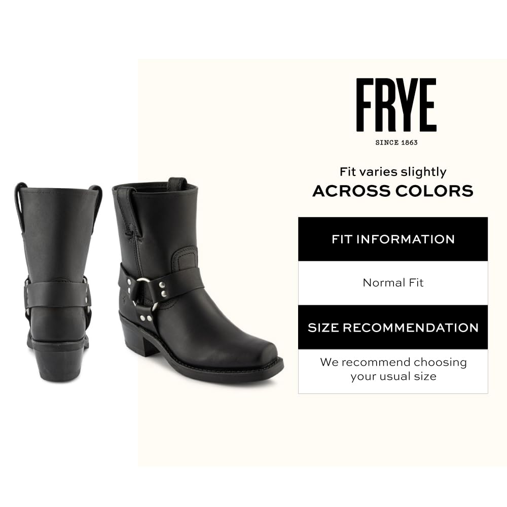 Frye Women's Harness 8R Boots - Italian Washed & Oiled Leather, Stacked Heel, Rubber Outsole | Western Style, Riding, Casual Wear & Outdoor Activities