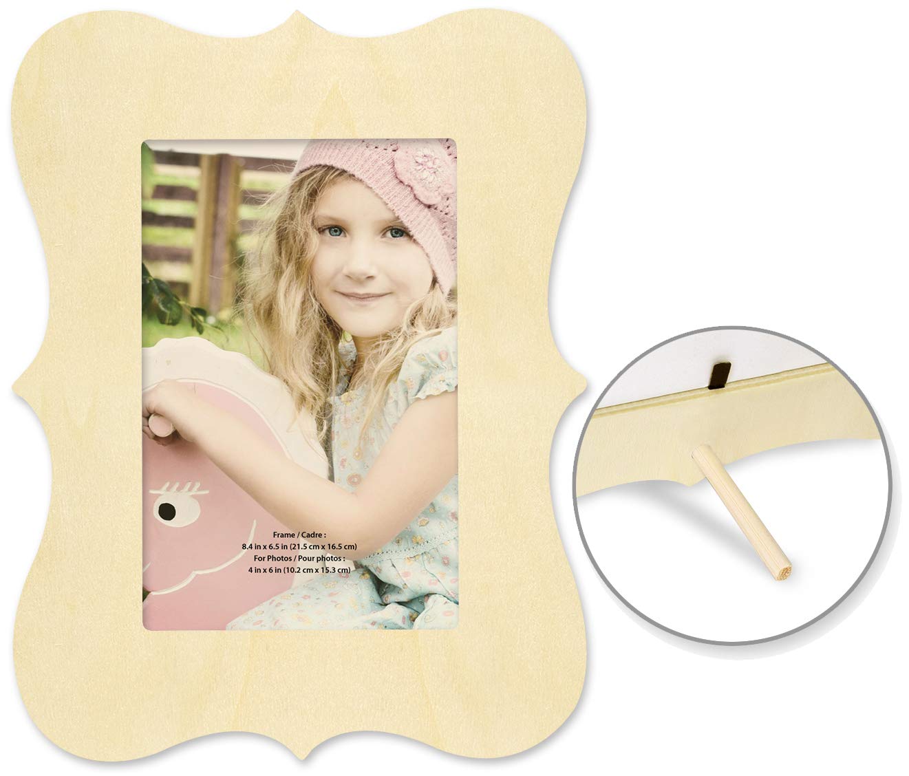 Unfinished Wooden Picture Frames for DIY Crafts - 4x6 Inch Paintable Wood Frames with Stand for Custom Photo Displays | Perfect for Home Decor, Wedding Photos, and Handmade Gifts