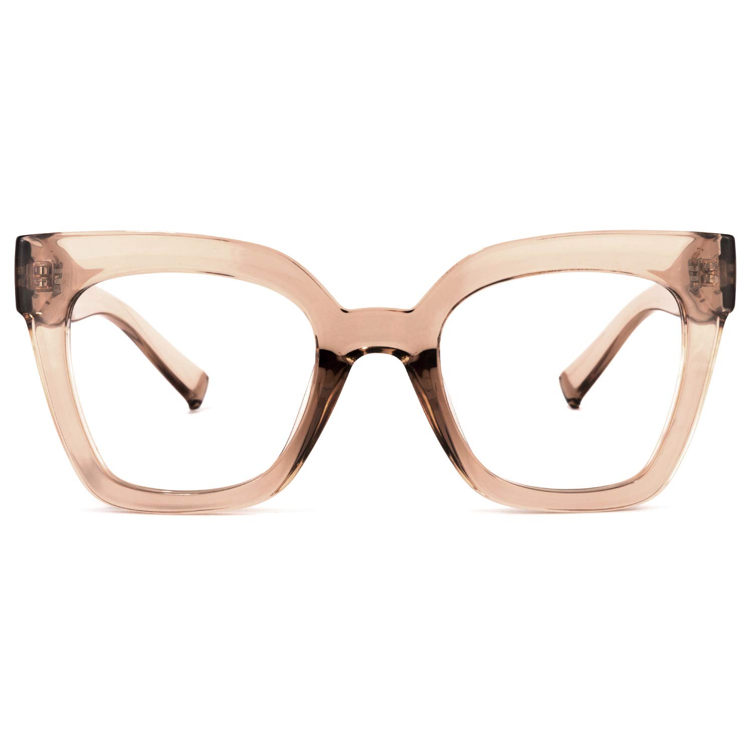 Zeelool Women's Trendy Rectangle Blue Light Blocking Glasses TR90 Eyewear - Malcolm VFT0269 (VFT0269-02 Champagne, Non-Prescription Clear Lens) for Computer, Gaming & Screen Use