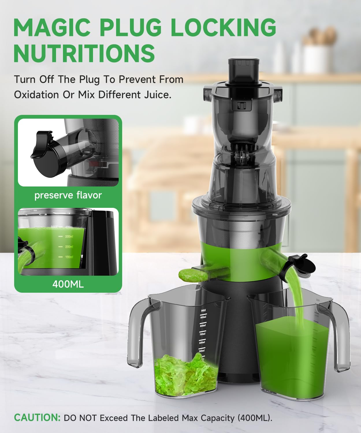Premium Cold Press Juicer Machine - Slow Masticating Juicer with 3.3