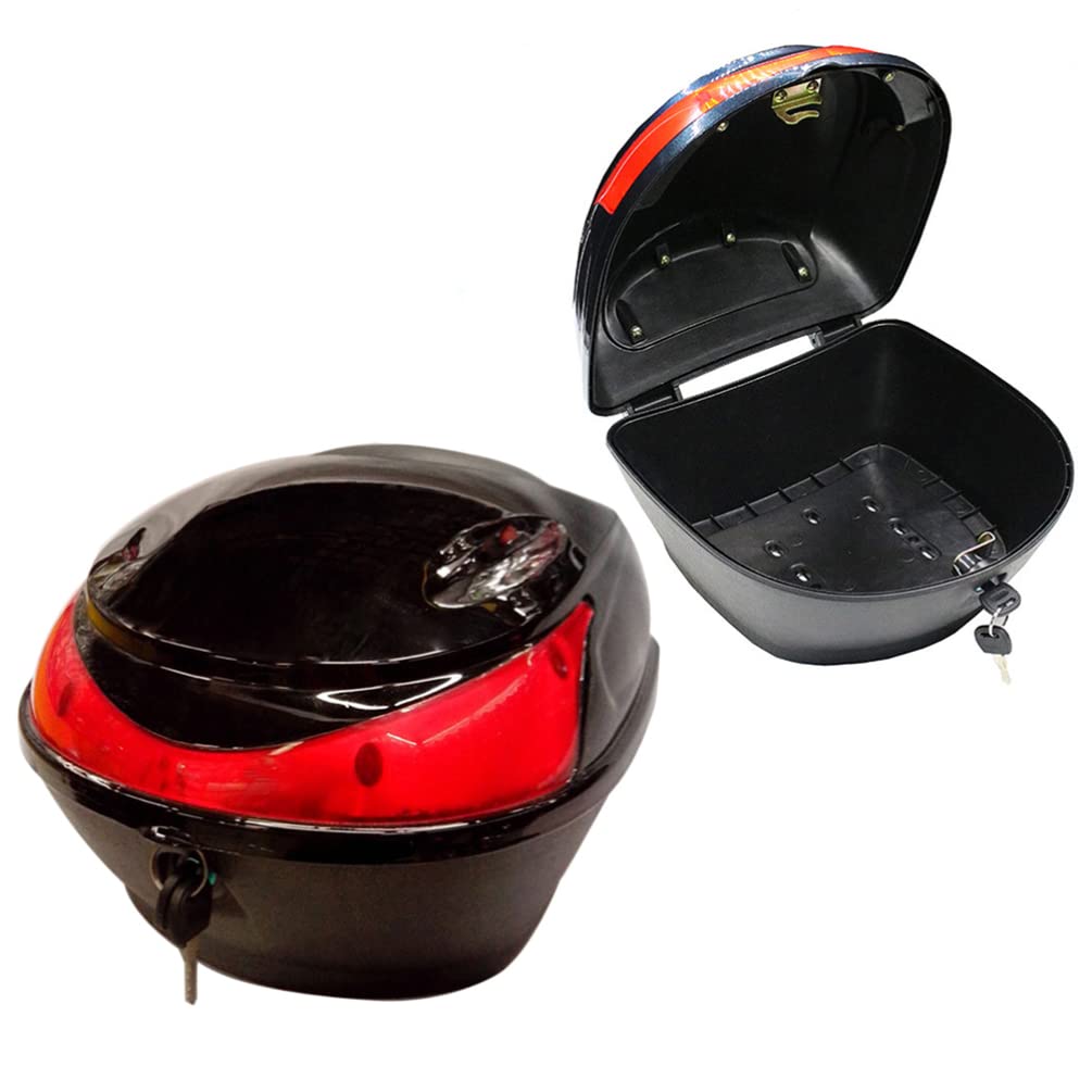 Large Capacity Motorcycle Tail Box Trunk - Replacement Luggage Storage Carrier Case with Lock for Scooters & Motorcycles (Black) | Perfect for Helmet Storage & Daily Commuting
