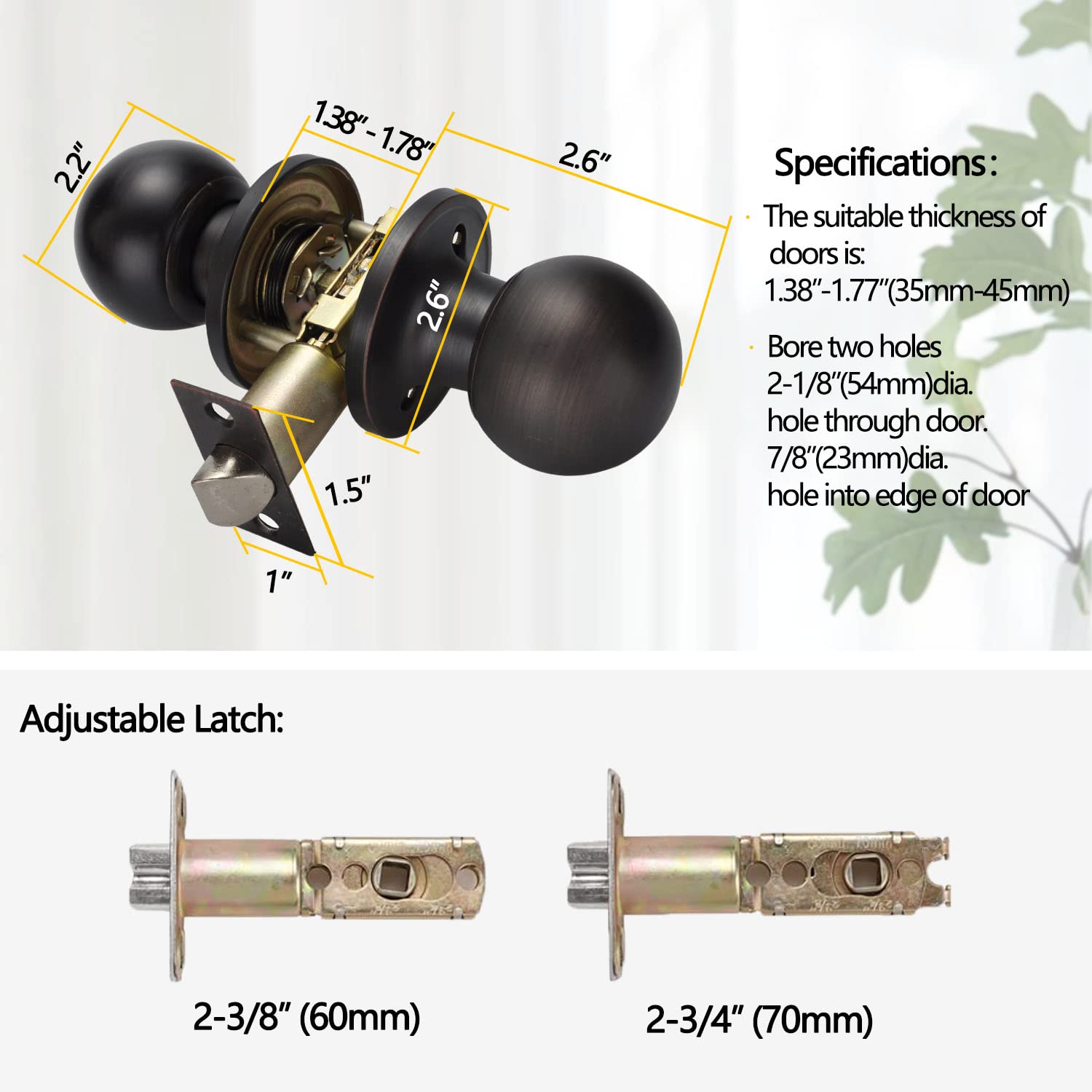 Oil Rushed Bronze Non-Locking Passage Door Knobs - Left or Right Handed - Hall & Closet Door Handles (1 Pack) - Perfect for Bedrooms, Bathrooms & Interior Doors