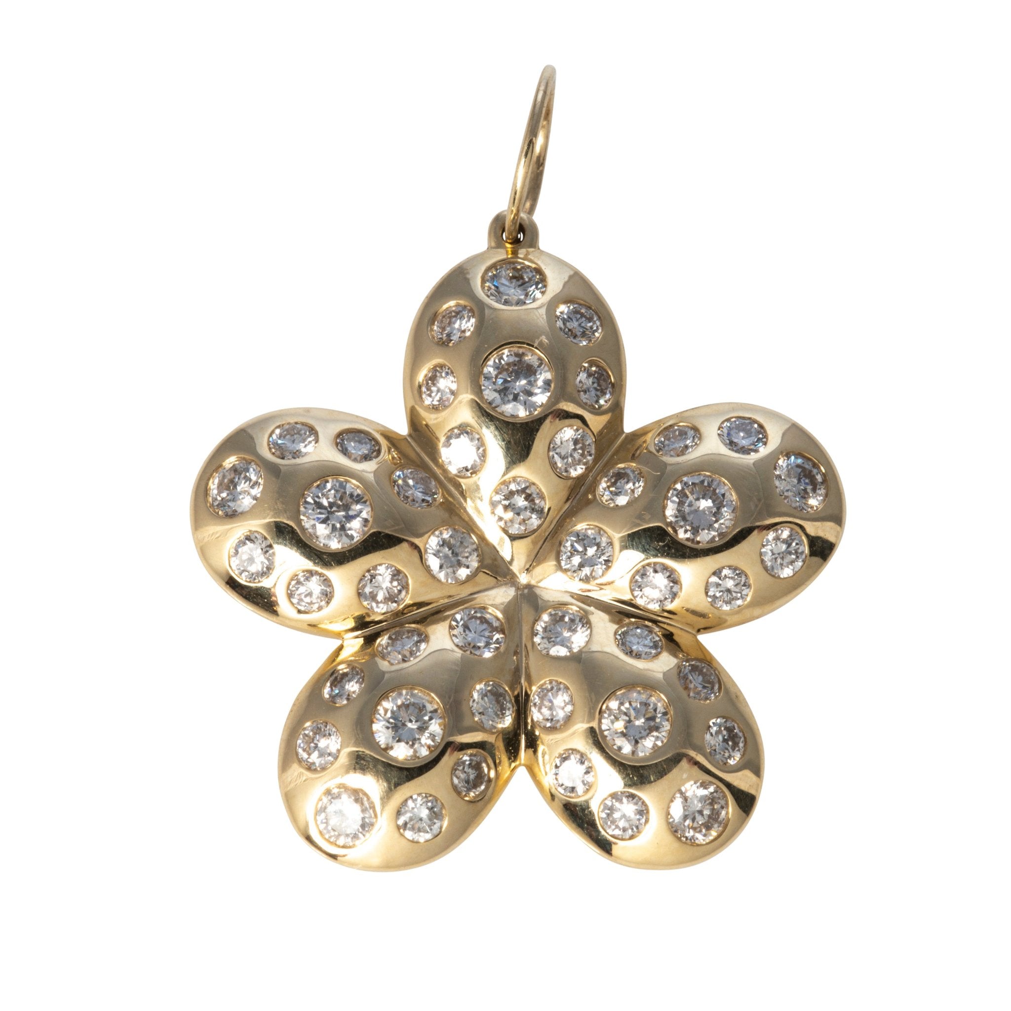 2.45ctw Diamond Flower Pendant in 14K Yellow Gold - Elegant Necklace for Women, Perfect for Weddings, Anniversaries & Special Occasions