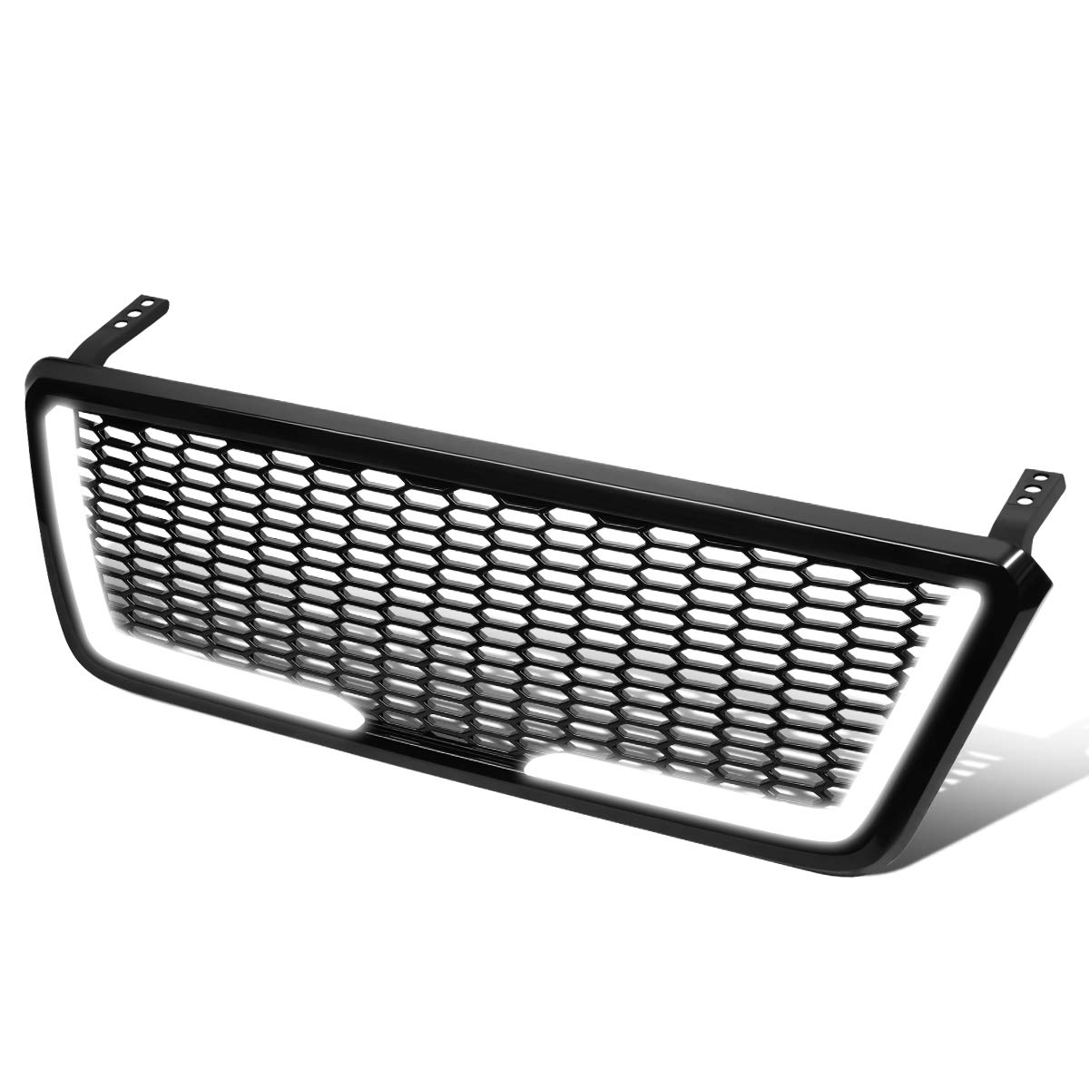 Auto Dynasty Badgeless Honeycomb Mesh LED Light Bar Front Bumper Grille for 2004-2008 Ford F150 | Black | Off-Road & Night Driving Upgrade