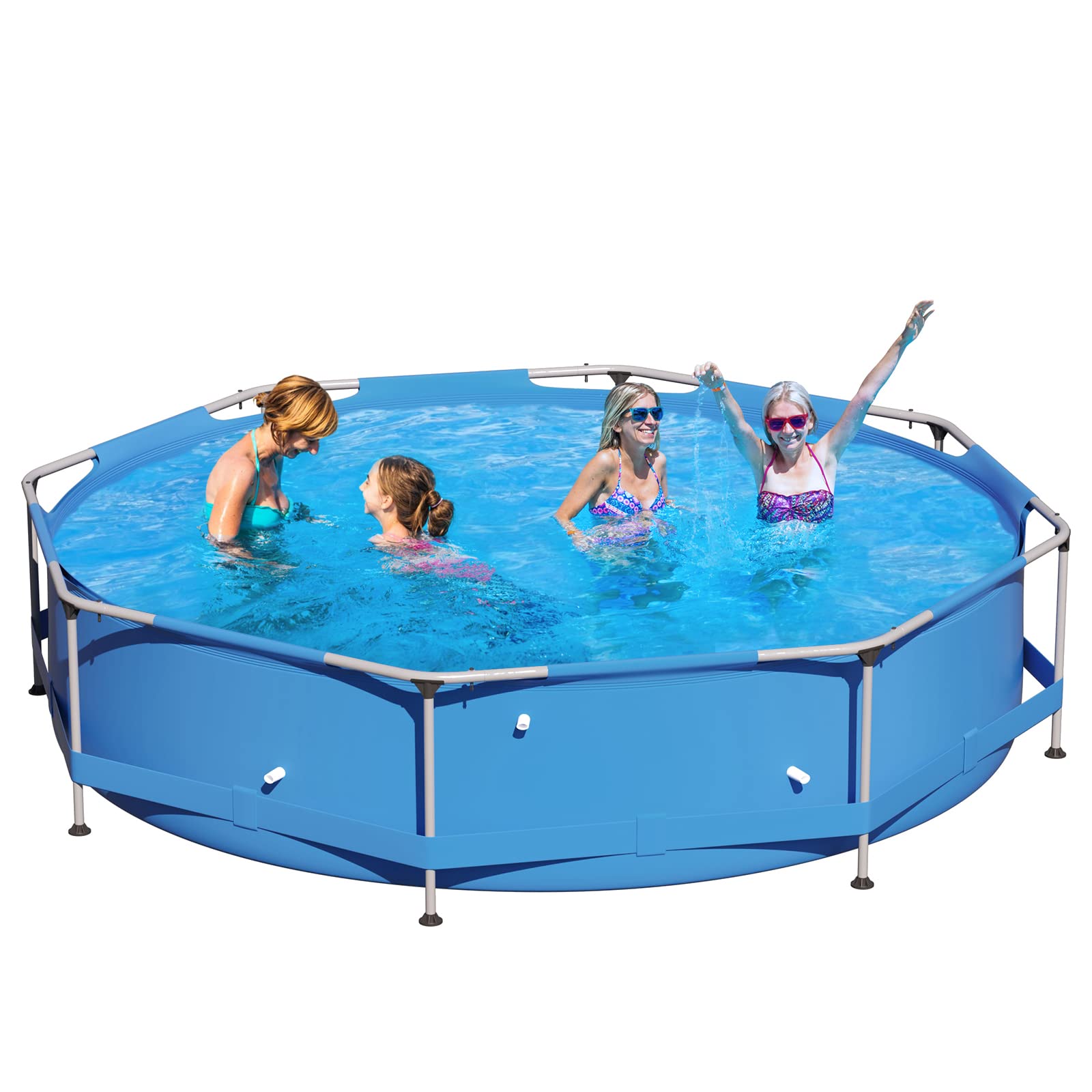 10ft x 30in Above Ground Swimming Pool - Metal Frame Outdoor Round Pool for Family of 4 | Backyard Summer Fun, Water Parties & Outdoor Recreation (Pump Not Included)