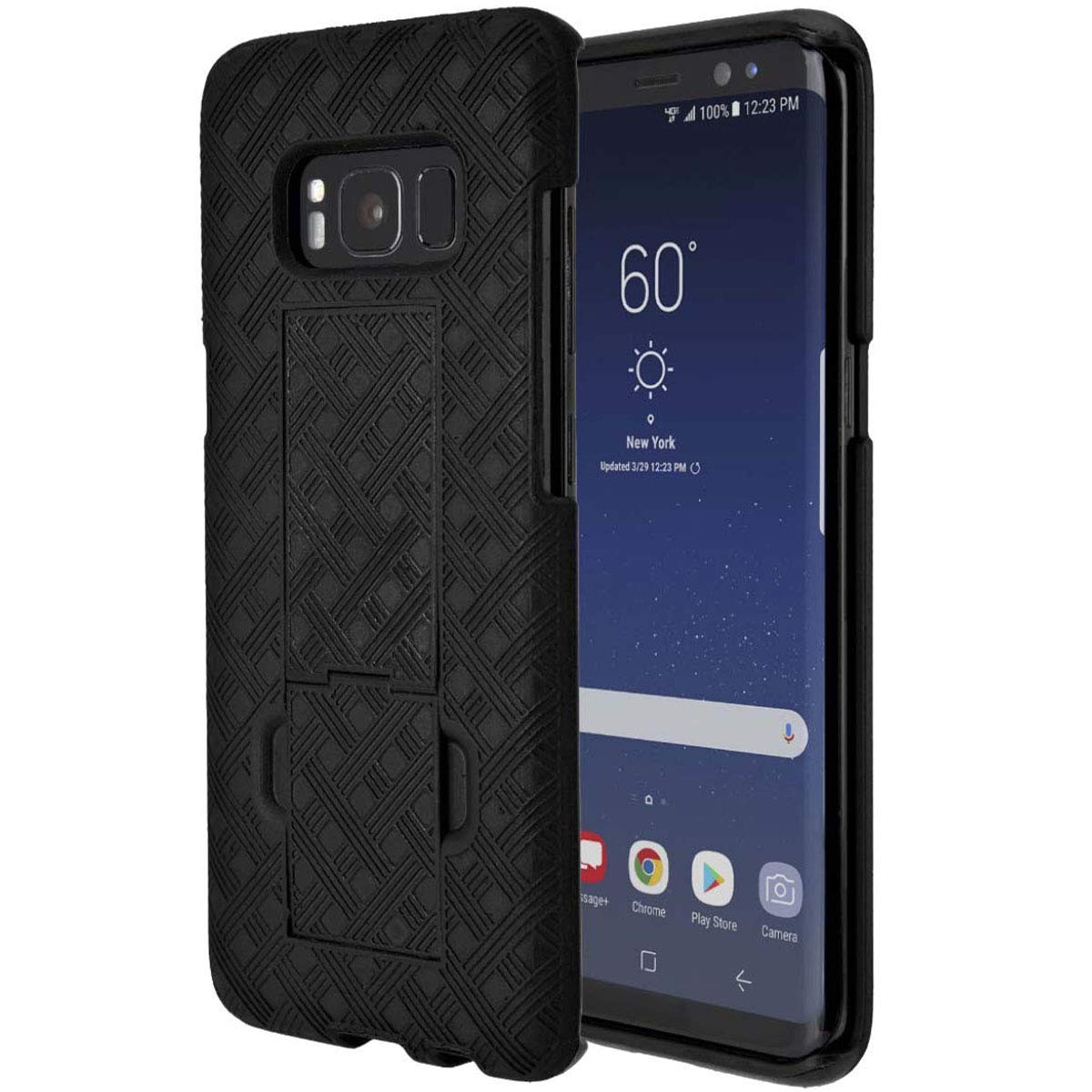 Rome Tech Heavy Duty Holster Case with Belt Clip & Kickstand for Samsung Galaxy S8+ Plus - Slim Rugged Protective Phone Cover (Black) - Perfect for Outdoor Activities, Work & Travel