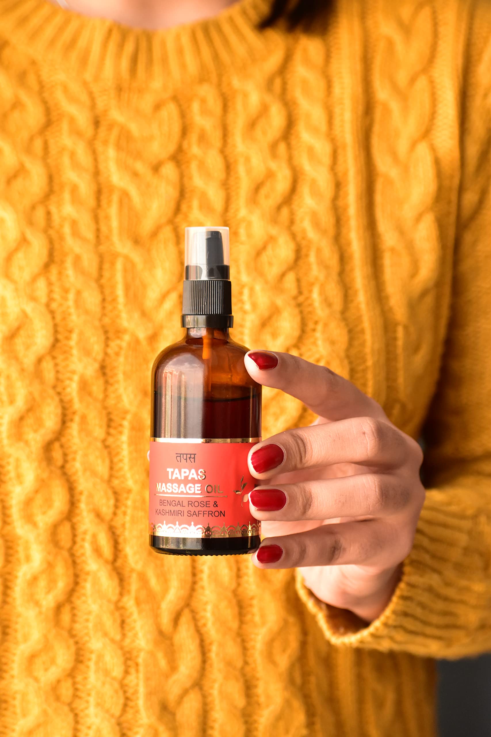 Luxurious Tapas Body Massage Oil - 100% Natural Bengal Rose & Saffron Infusion - 100ML | Ancient Ayurvedic Recipe for Deep Hydration & Relaxation | Perfect for Couples Massage, Spa Nights & Self-Care Rituals