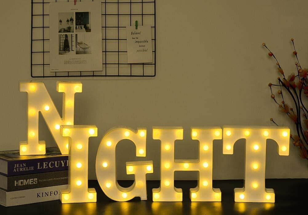 White LED Marquee Letter Lights with Diamond Bulbs - Plastic Alphabet Light Up Sign for Wedding, Birthday, Christmas & Home Decor (Letter T) | Battery Powered Party Decoration for Bars, Proposals & Romantic Events