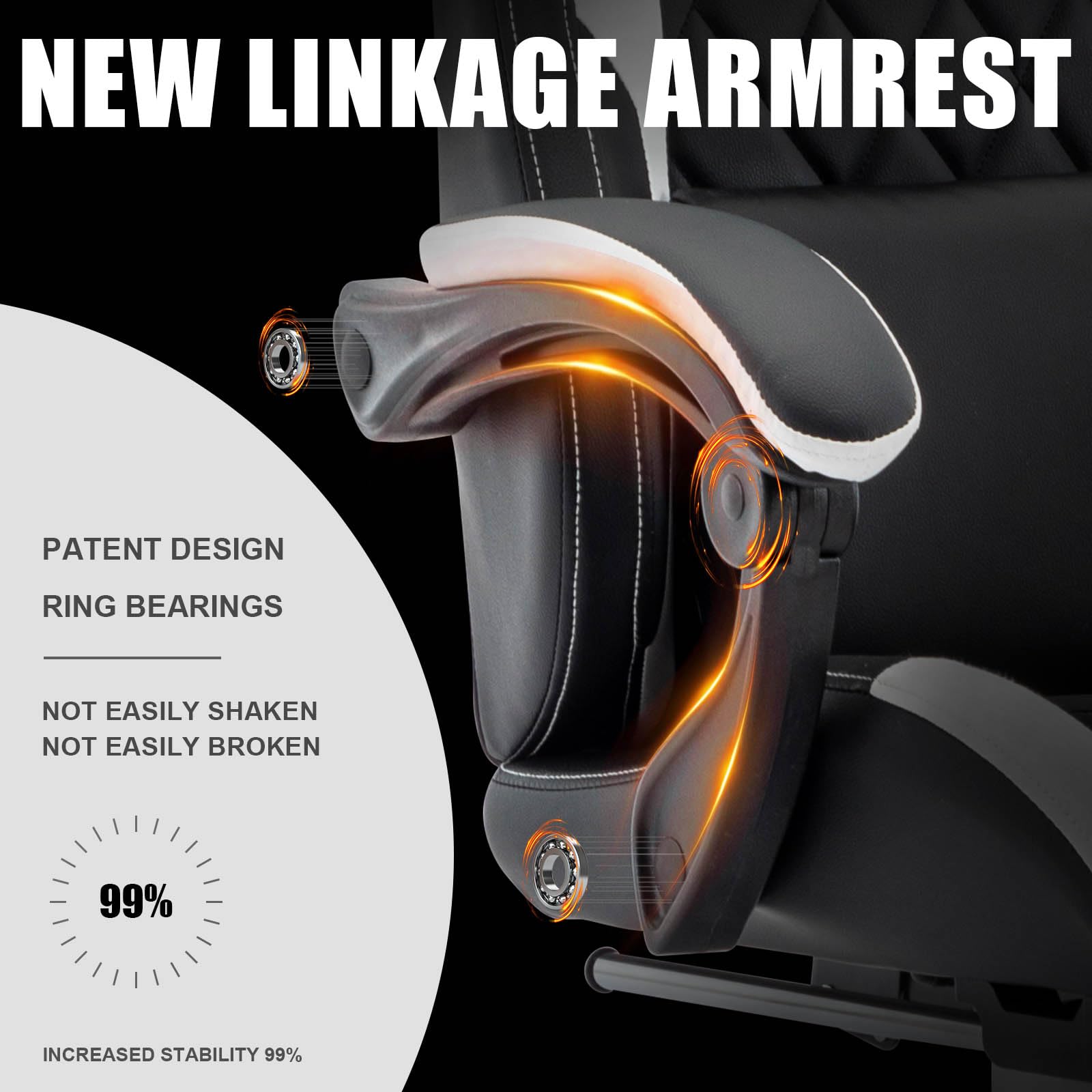 Ergonomic Gaming & Office Chair - High Back Computer Desk Chair with Adjustable Headrest & Lumbar Support - Leather Racing Style Executive Swivel Task Chair for Home & Work (Black) ABB101 - Perfect for Gamers, Remote Workers & Home Office Setup
