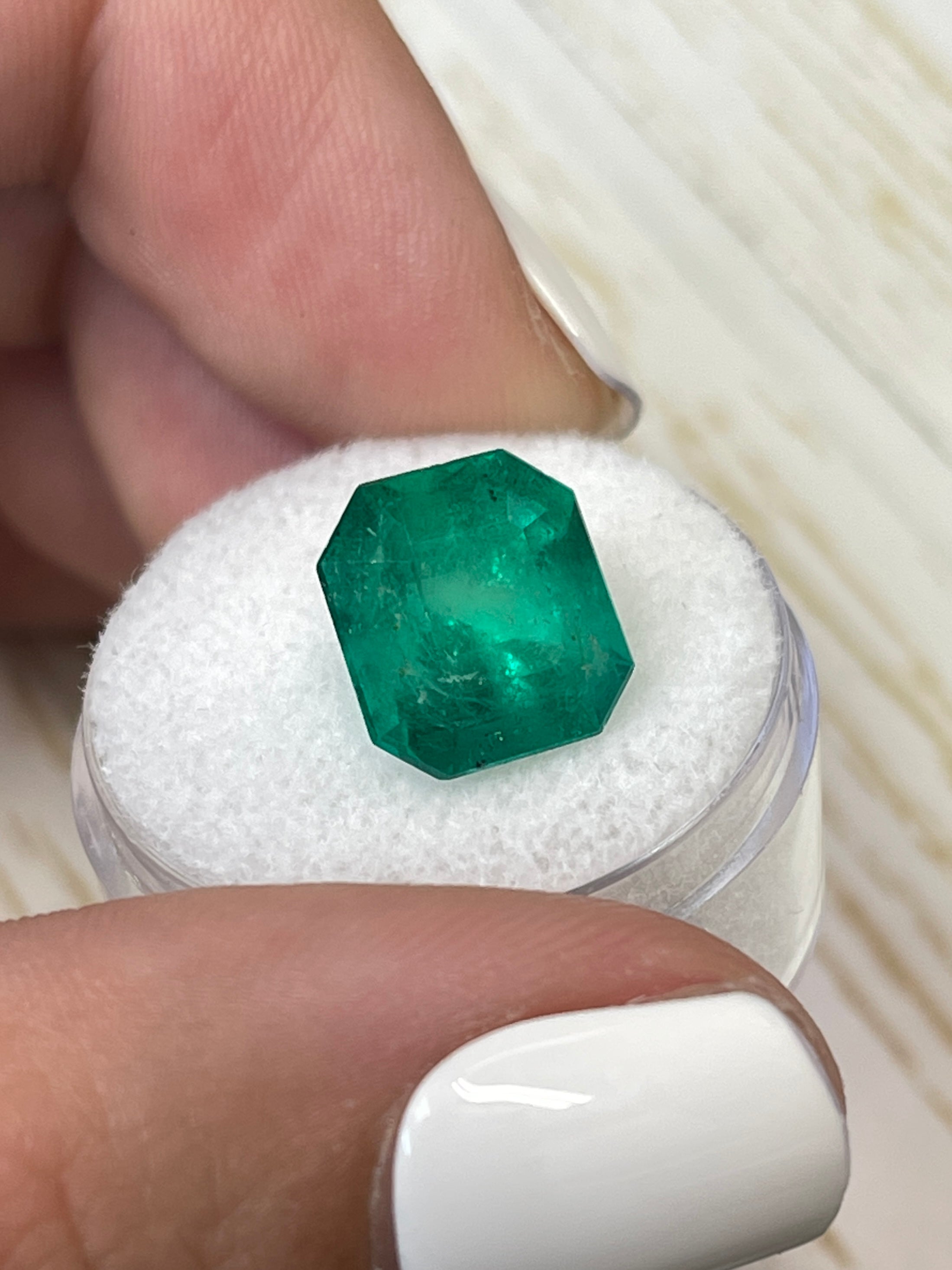 5.91 Carat 12x11mm Deep Green Natural Loose Colombian Emerald Gemstone - Emerald Cut for Jewelry Making, Engagement Rings & Luxury Gifts