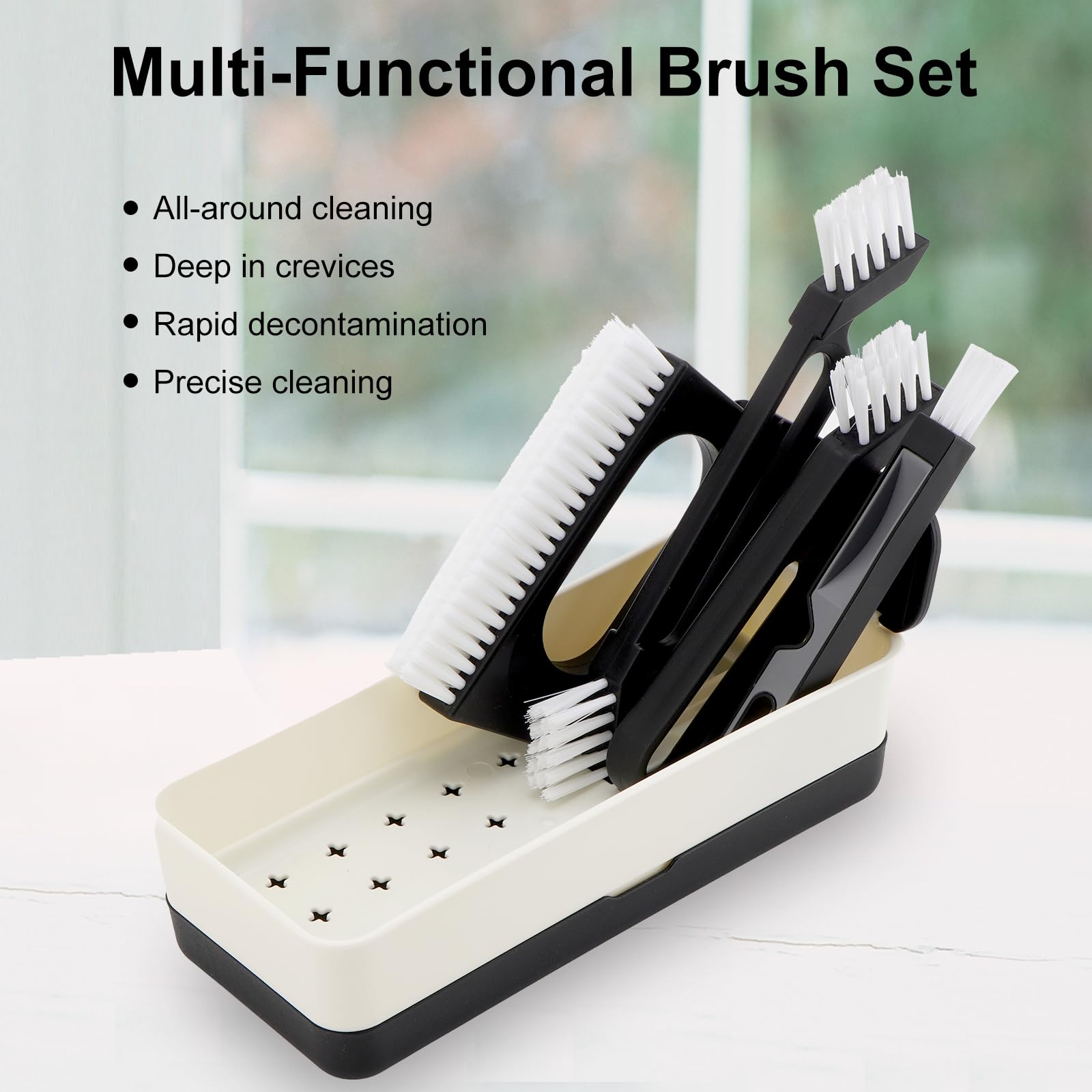 **SetSail Grout Brush Set - 7 Pack Heavy Duty Cleaning Brushes for Bathroom, Kitchen, Faucets, Windows & Toilets - Thin Crevice Scrub Brush for Tile, Grout & Hard to Reach Areas - Perfect for Deep Cleaning & Home Maintenance**