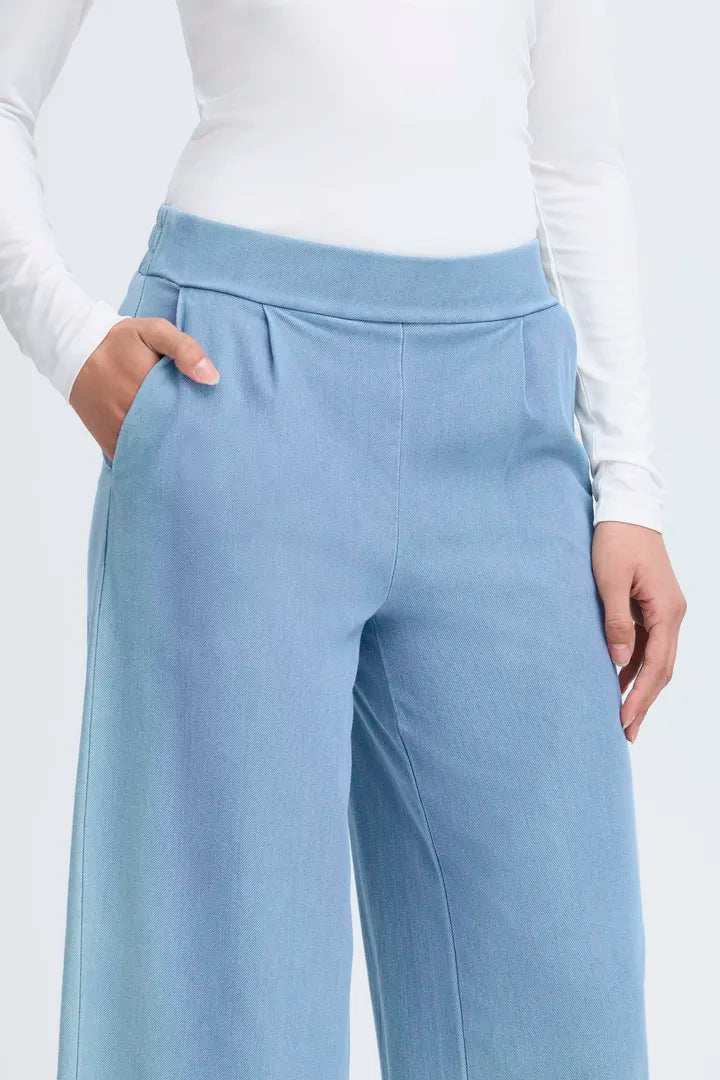 Stylish Ima Wide Leg Denim Pants - Light Wash High Waisted Comfortable Trousers for Women | Perfect for Casual Outings, Office Wear & Weekend Brunch