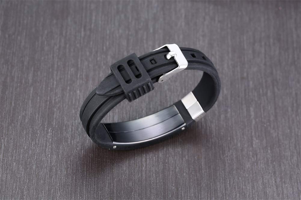 Custom Medical Alert ID Bracelets for Men & Women - Adjustable Silicone & Stainless Steel Emergency Bracelet with Free Engraving | Unisex Safety Accessory for Allergies, Diabetes & Emergency Situations