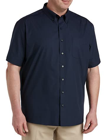 DXL Big & Tall Men's Poplin Short-Sleeve Sport Shirt - Comfortable Casual Button Down Shirts for Big & Tall Men - Perfect for Office, Summer Outings & Casual Wear