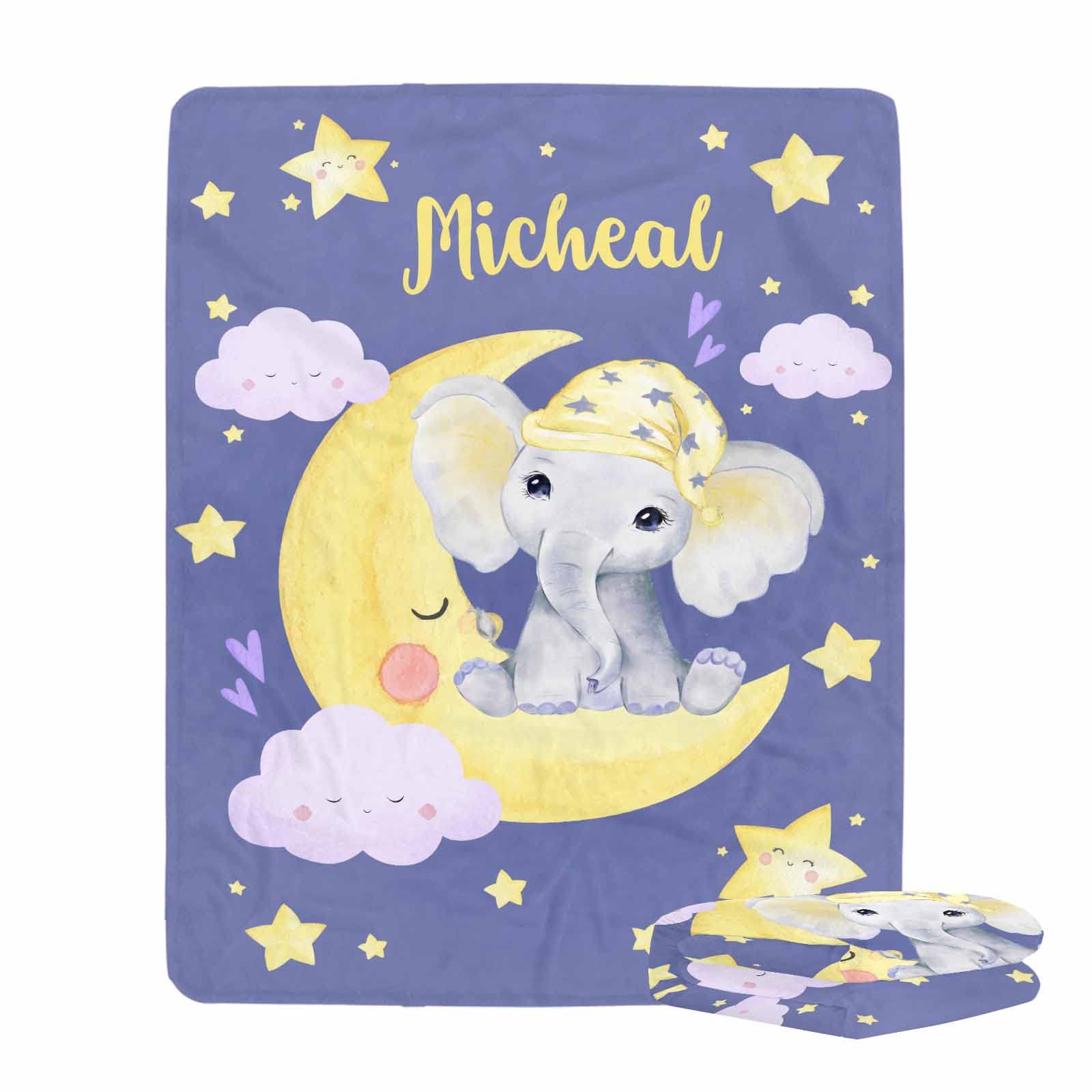 Personalized Elephant Theme Baby Blanket - Super Soft 30