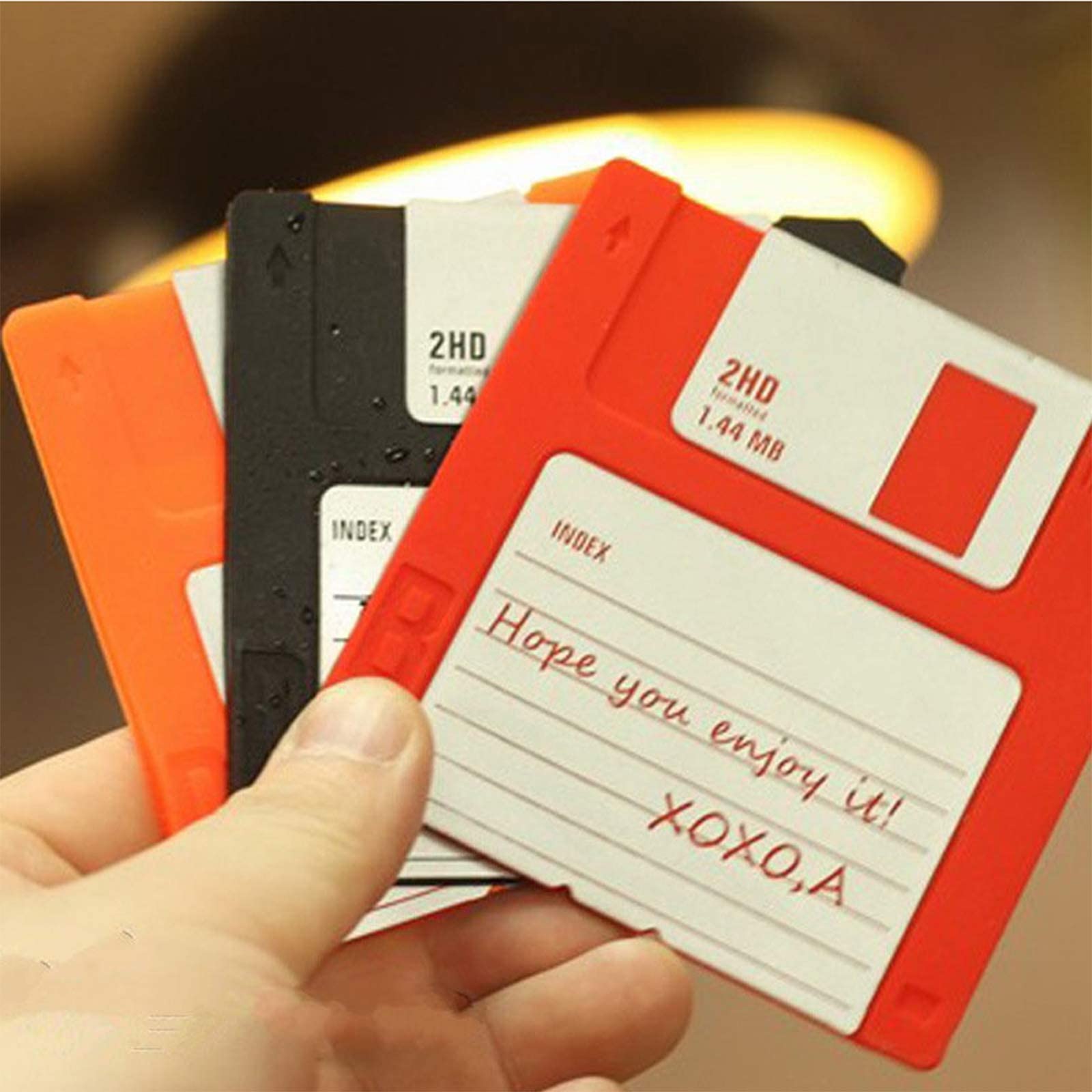 Retro Floppy Disk Coasters Set of 6 - Durable Heat Resistant & Non-Slip Silicone Coasters - Unique Gift for Tech Enthusiasts - Perfect for Home, Office, and Gaming Setups