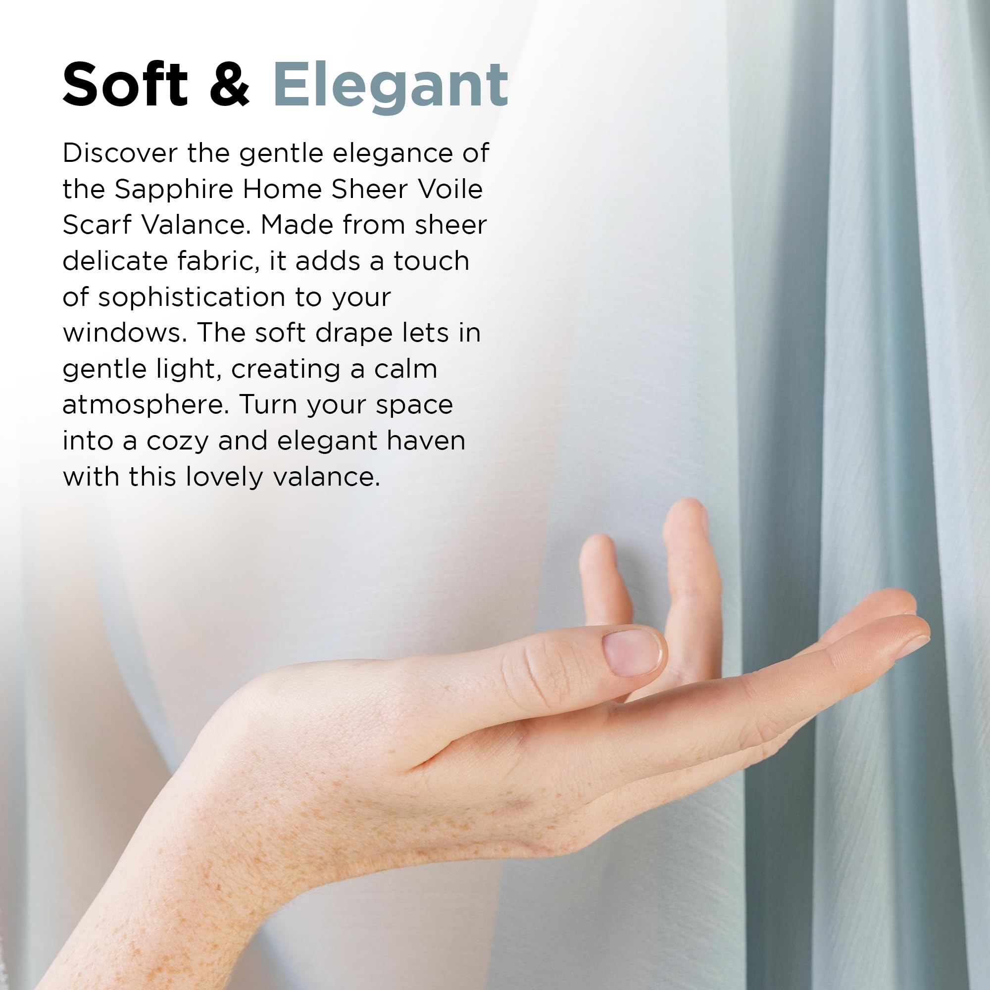 Sapphire Home Extra Long Sheer Window Scarf Valance Curtains - 54