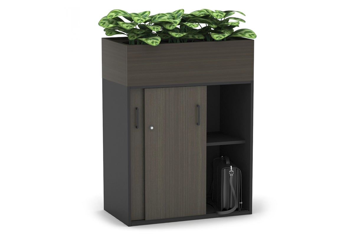Uniform Medium Credenza with Planter Box - 800W x 1125H x 428D - Modern Storage Cabinet for Living Room, Bedroom or Office - Perfect for Home Organization and Indoor Plant Display