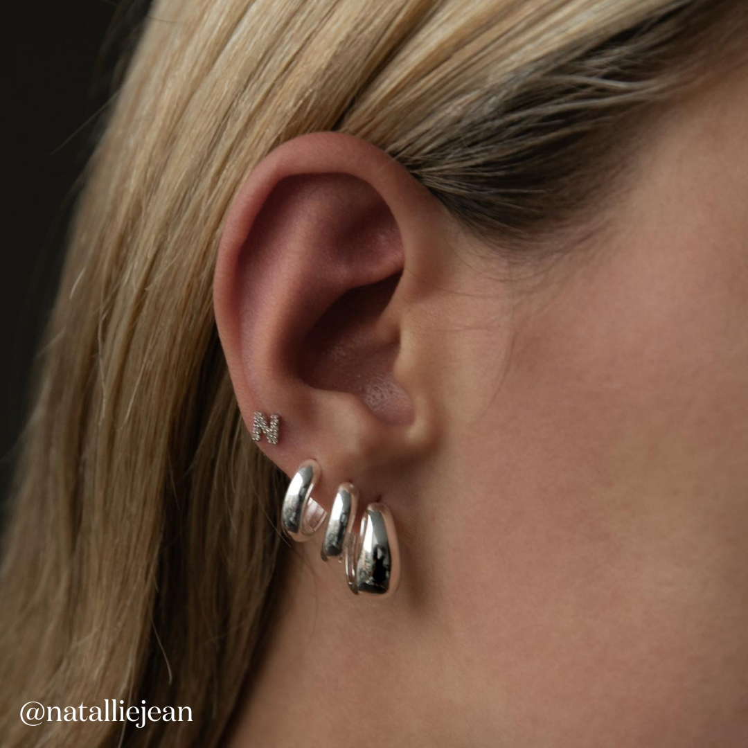 Diamond Letter N Single Stud Earring in Sterling Silver - Perfect for Birthdays, Anniversaries & Personalized Gifts