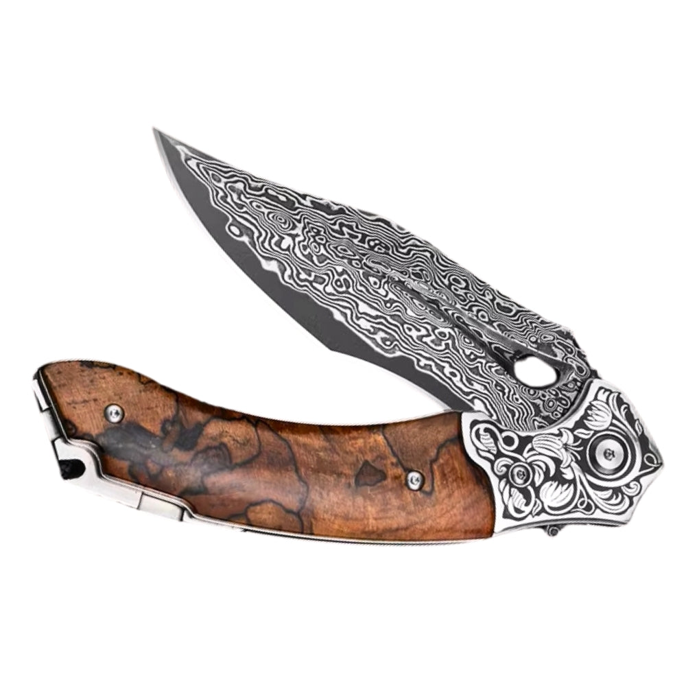 Premium Atlas Gentleman's Pocket Knife - Genuine Desert Ironwood Handle & Leather Sheath - Perfect for Outdoor Adventures, Camping & Everyday Carry (EDC)