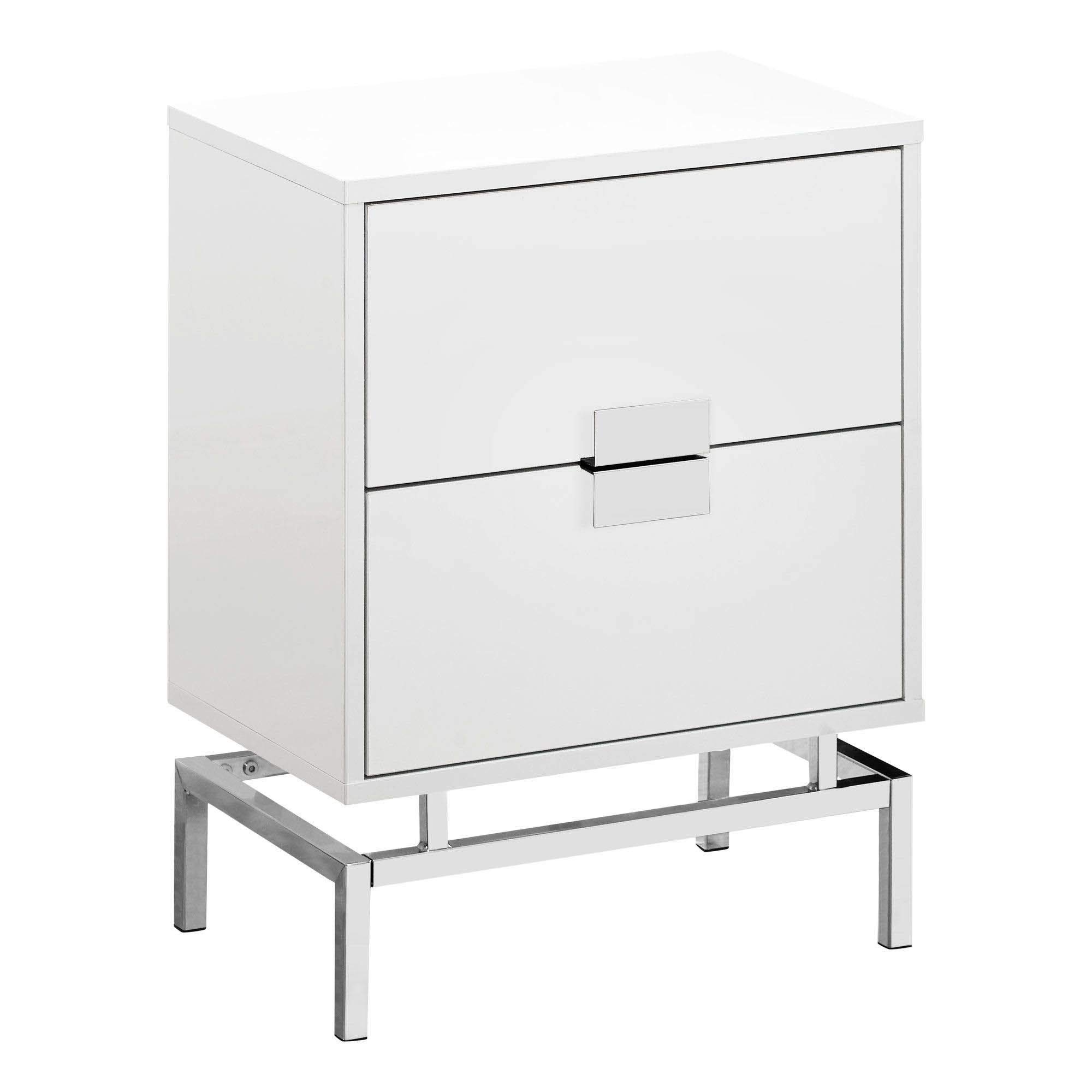 Offex 24 Inch Modern White Accent End Table with 2 Storage Drawers - Perfect for Living Room, Bedroom or Office Side Table - Contemporary Nightstand with Extra Storage Space
