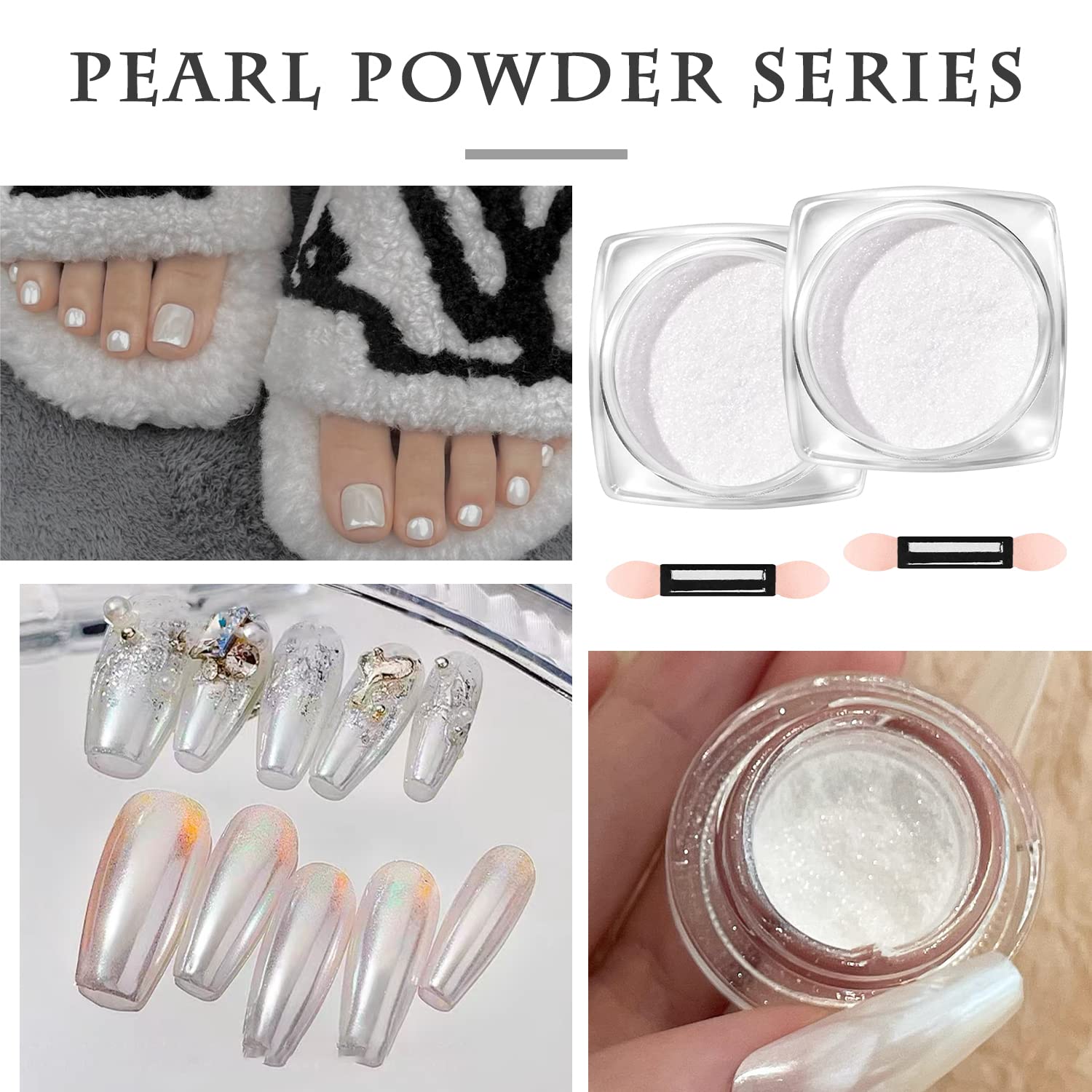 **White Pearl Chrome Nail Powder - Mirror Effect Aurora Glitter for Holographic Nail Art | DIY Mermaid Pearl & Neon Ice Dust | Perfect for Manicures, Nail Extensions & Salon Decorations**