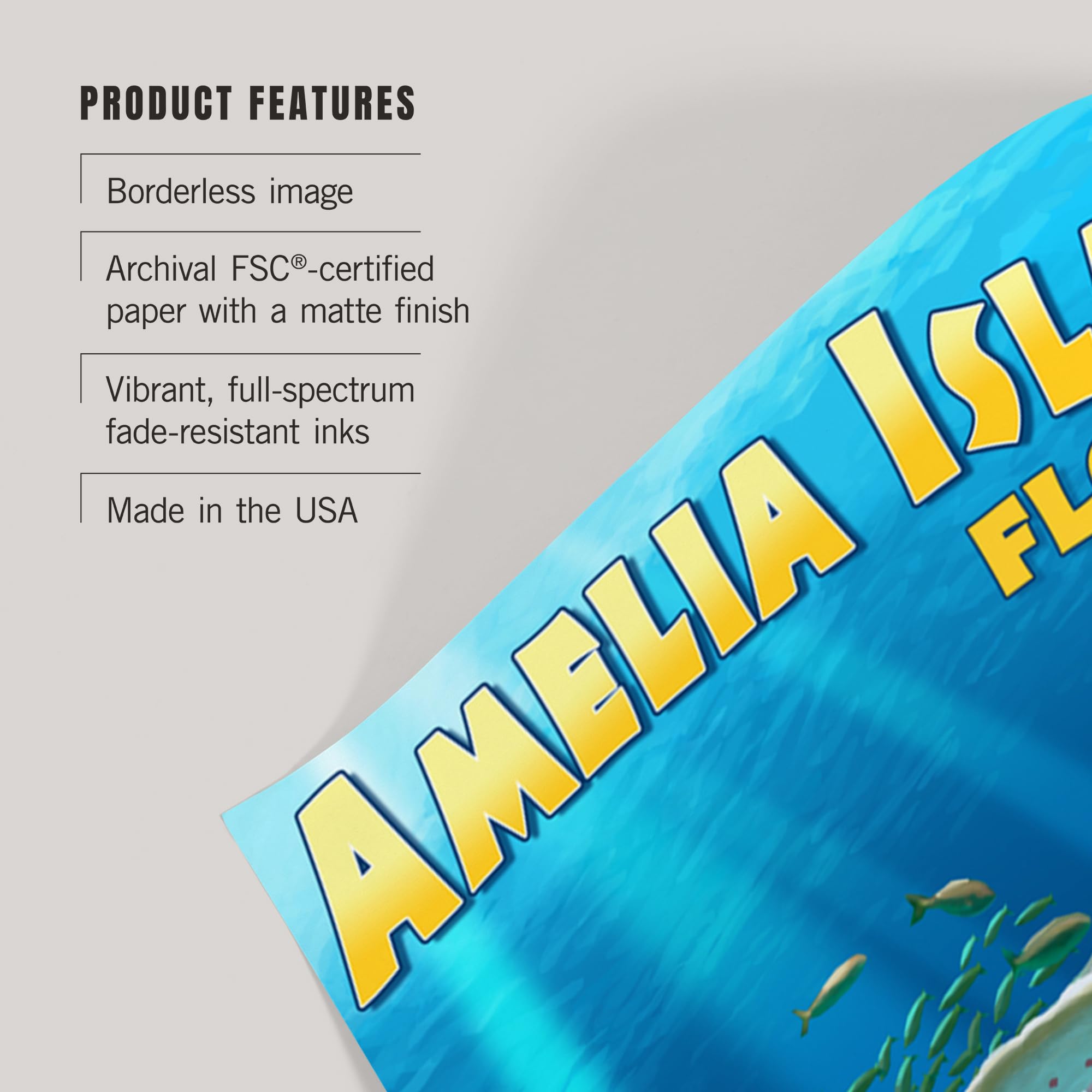 Lantern Press 16x24 Inch Giclee Art Print - Amelia Island Florida Sea Turtle Swimming Underwater Wall Decor - Perfect for Beach House, Living Room & Coastal Themed Home Decor